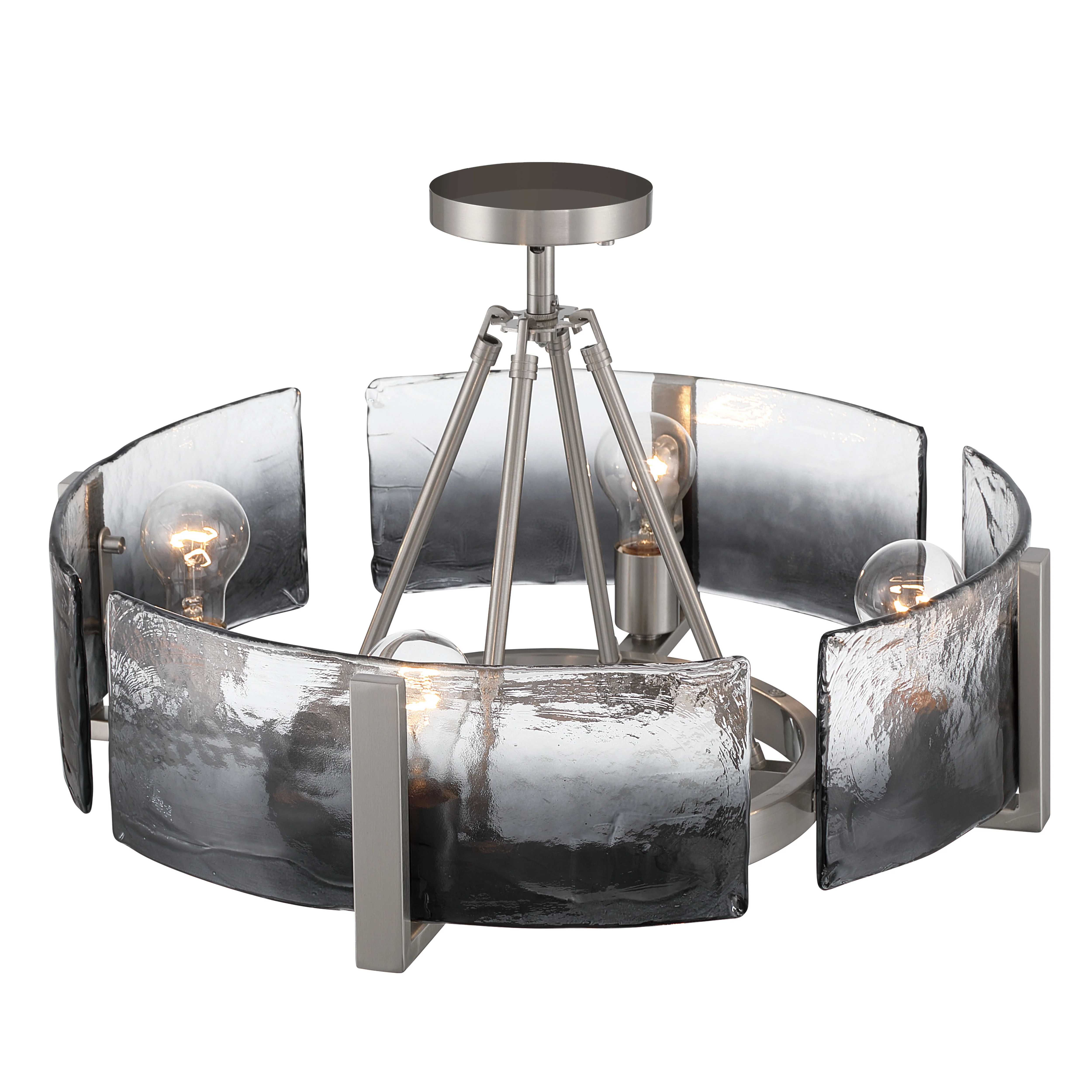 Aenon 4-light Semi-Flush Mount in Pewter with Smokey Water Glass - Image 5