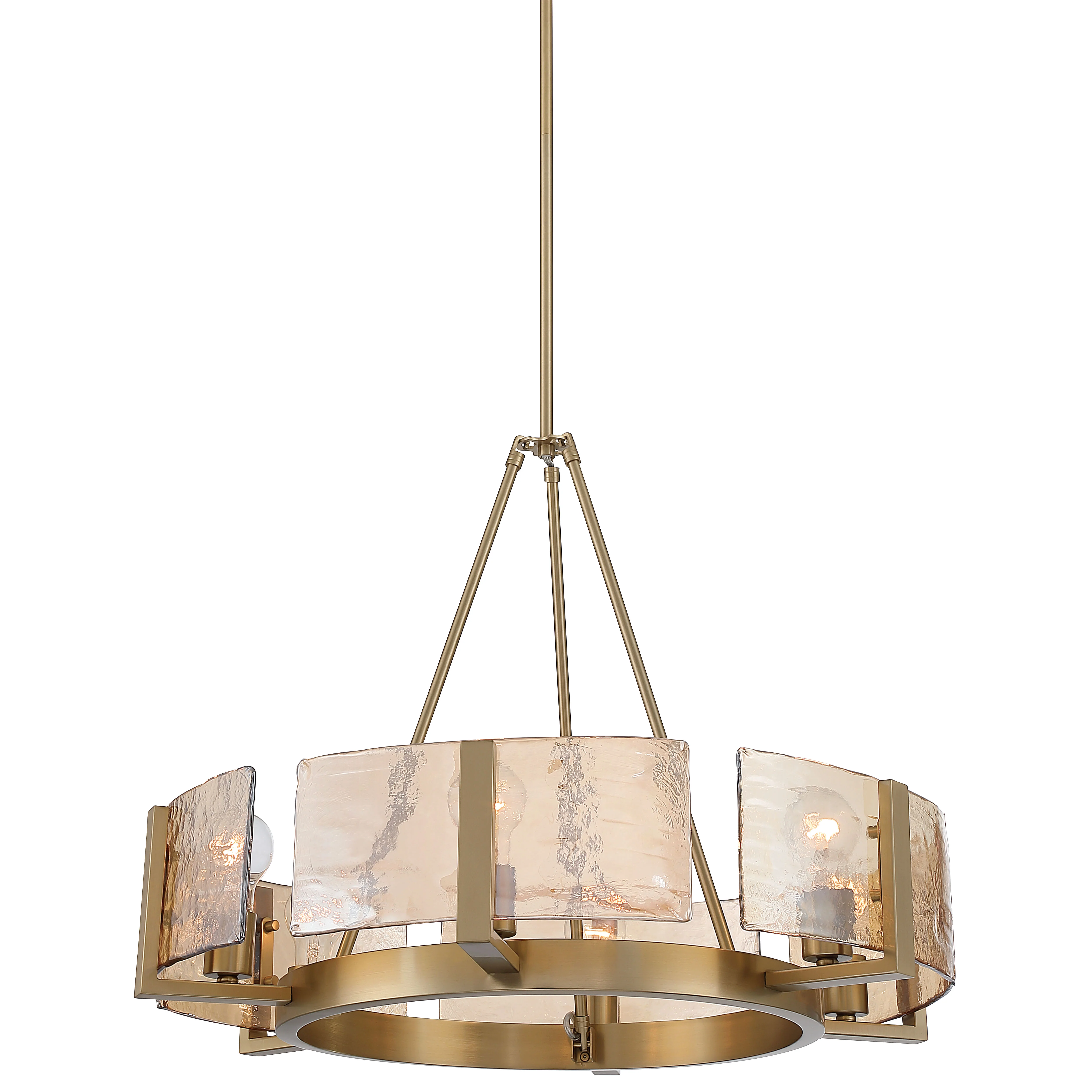 Aenon 6-light Chandelier in Brushed Champagne Brass with Amber Water Glass
