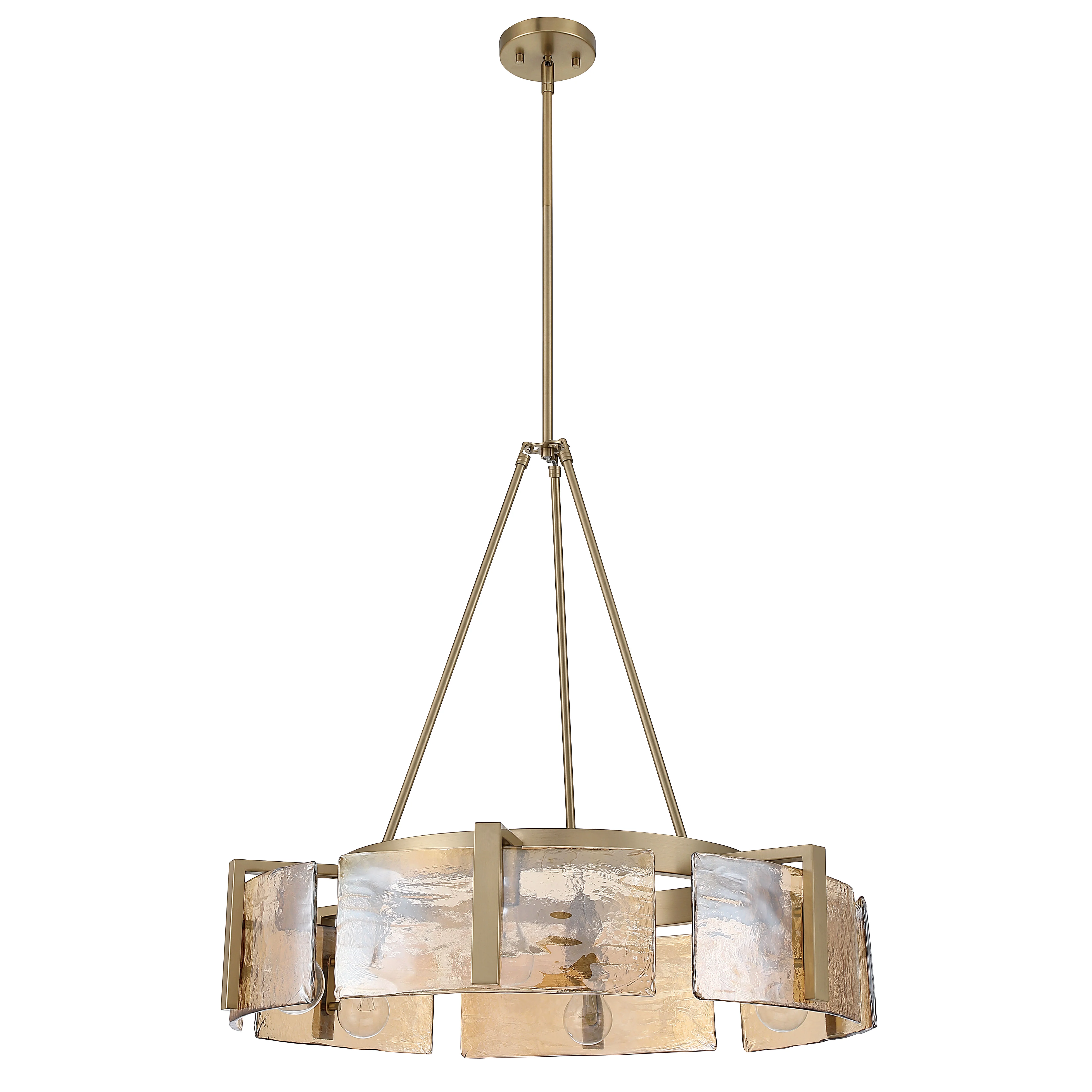 Aenon 6-light Chandelier in Brushed Champagne Brass with Amber Water Glass - Image 2