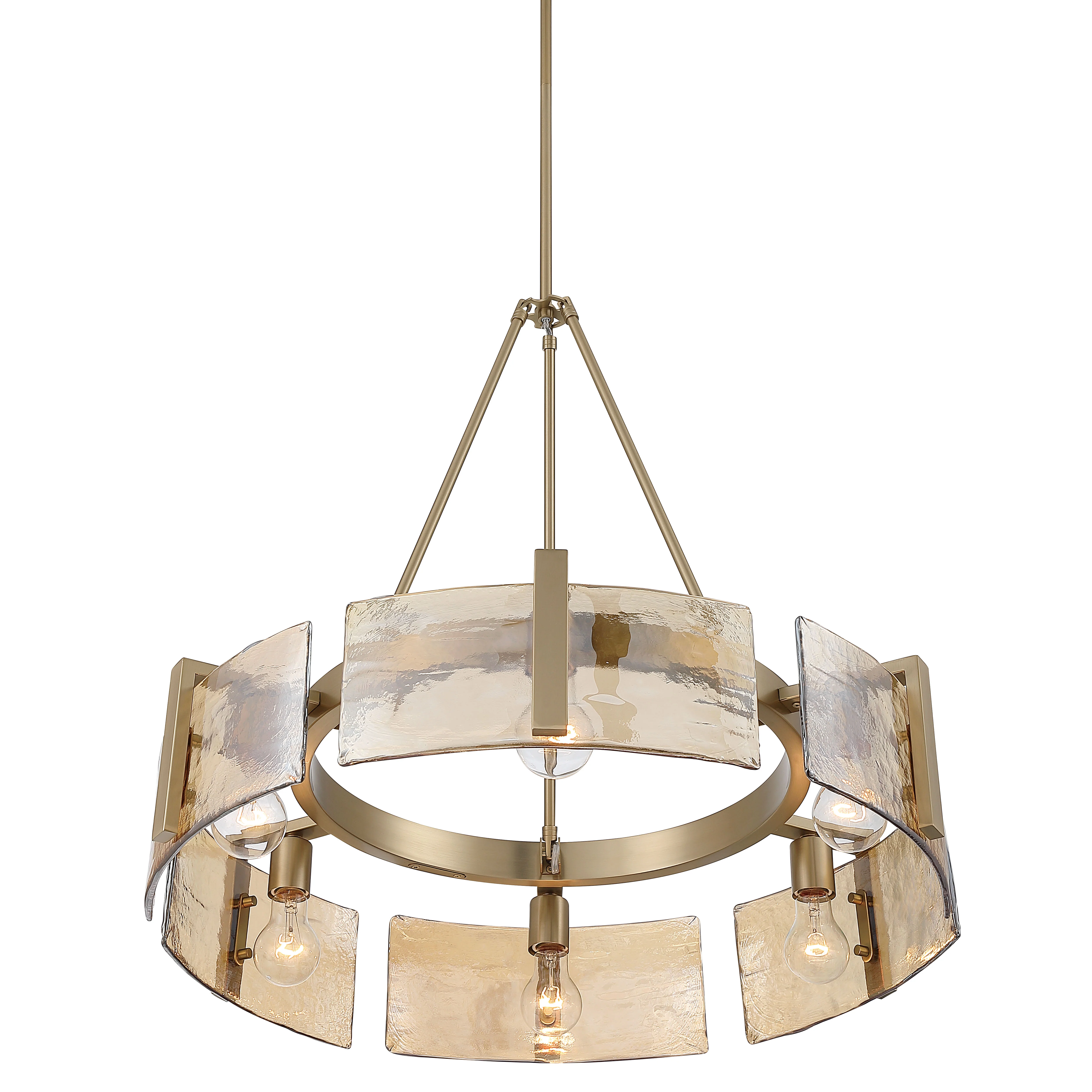 Aenon 6-light Chandelier in Brushed Champagne Brass with Amber Water Glass - Image 4