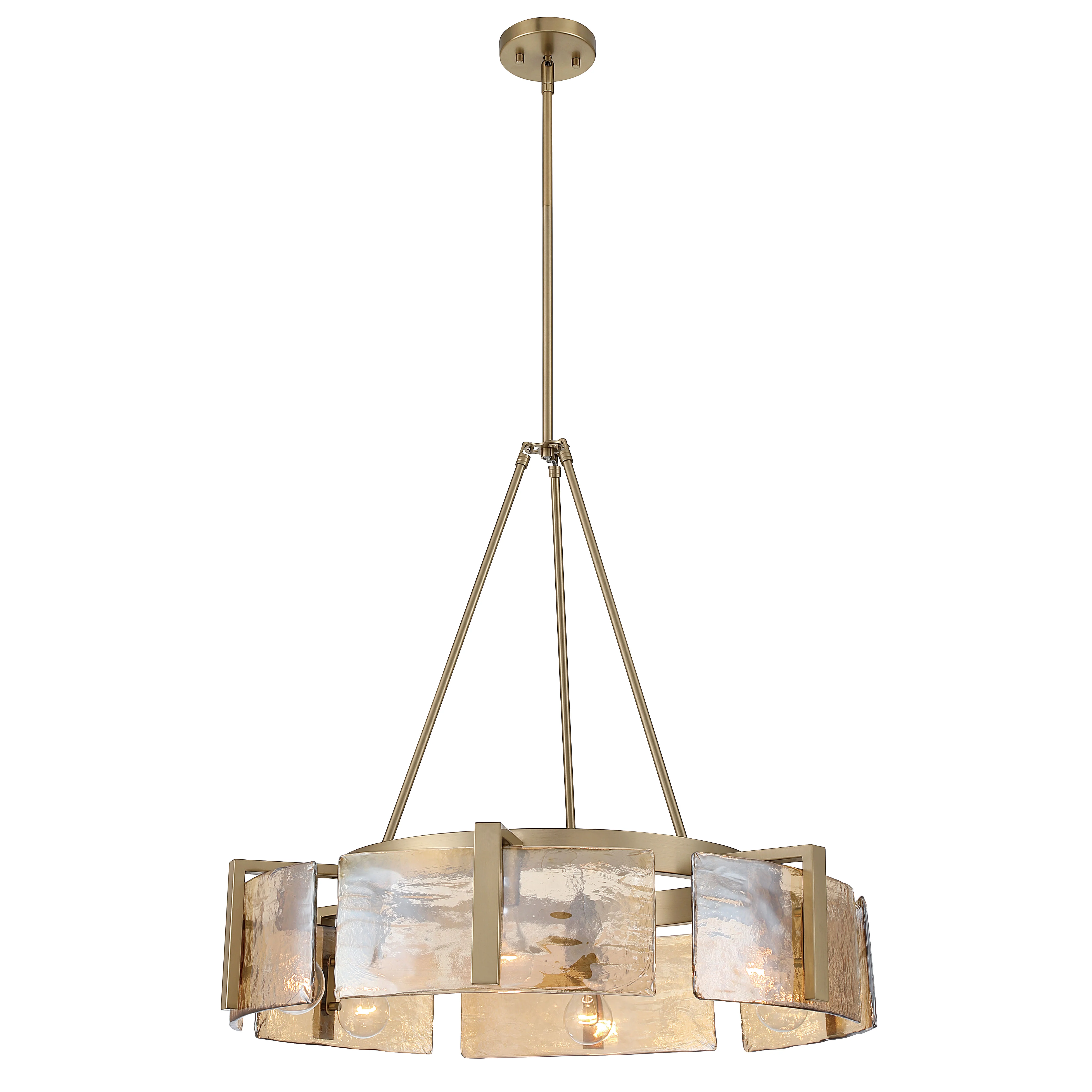 Aenon 6-light Chandelier in Brushed Champagne Brass with Amber Water Glass - Image 8