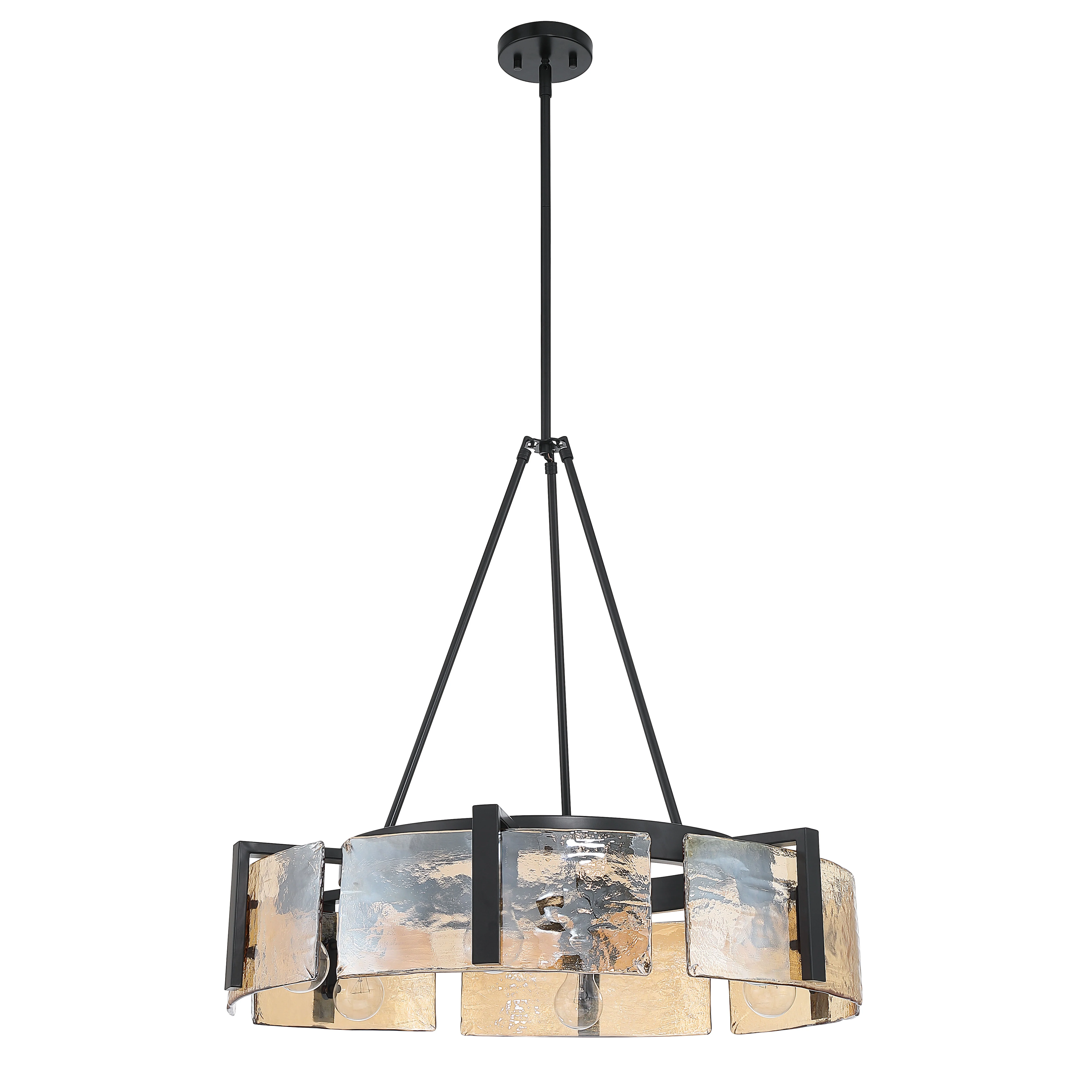 Aenon 6-light Chandelier in Matte Black with Amber Water Glass - Image 2