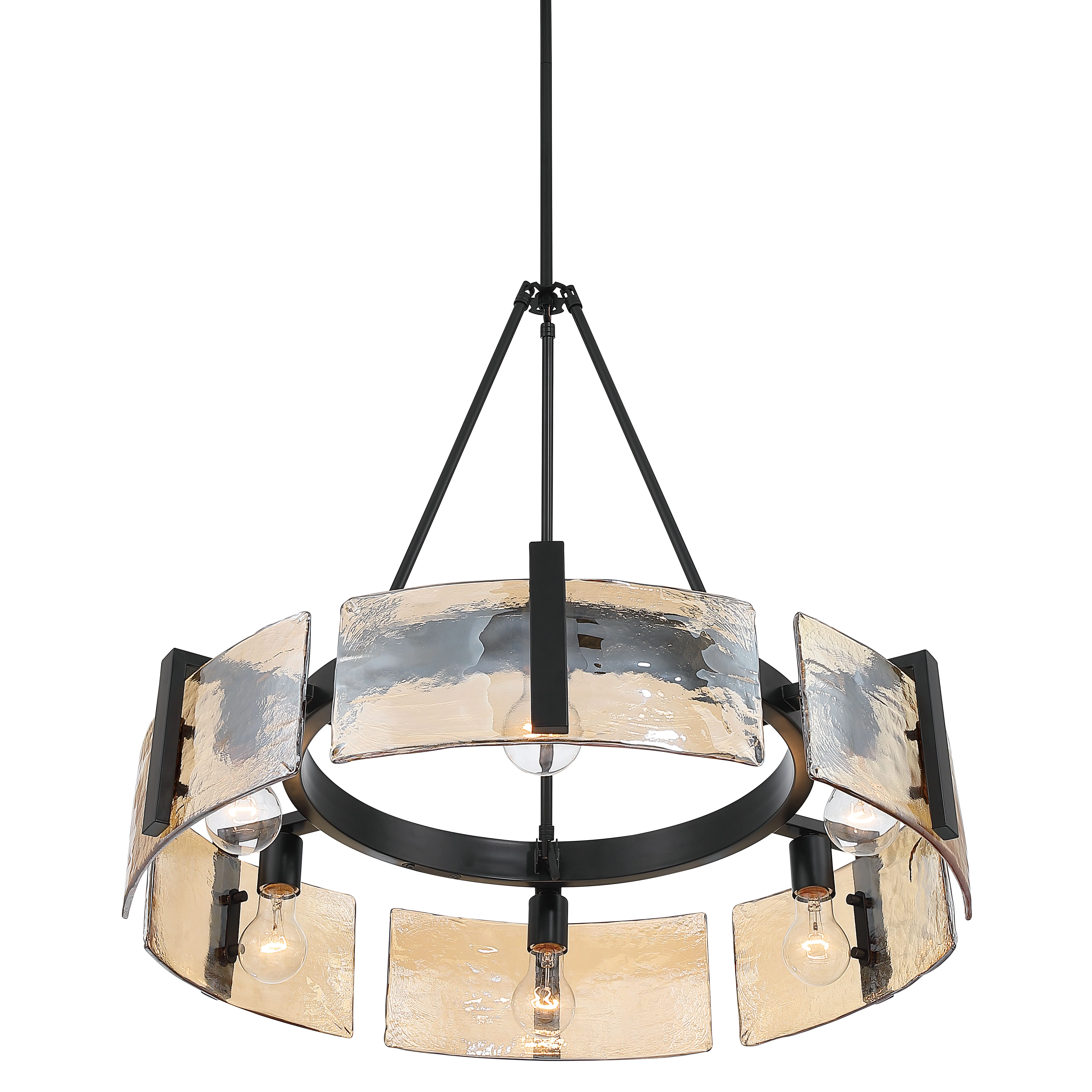 Aenon 6-light Chandelier in Matte Black with Amber Water Glass - Image 4