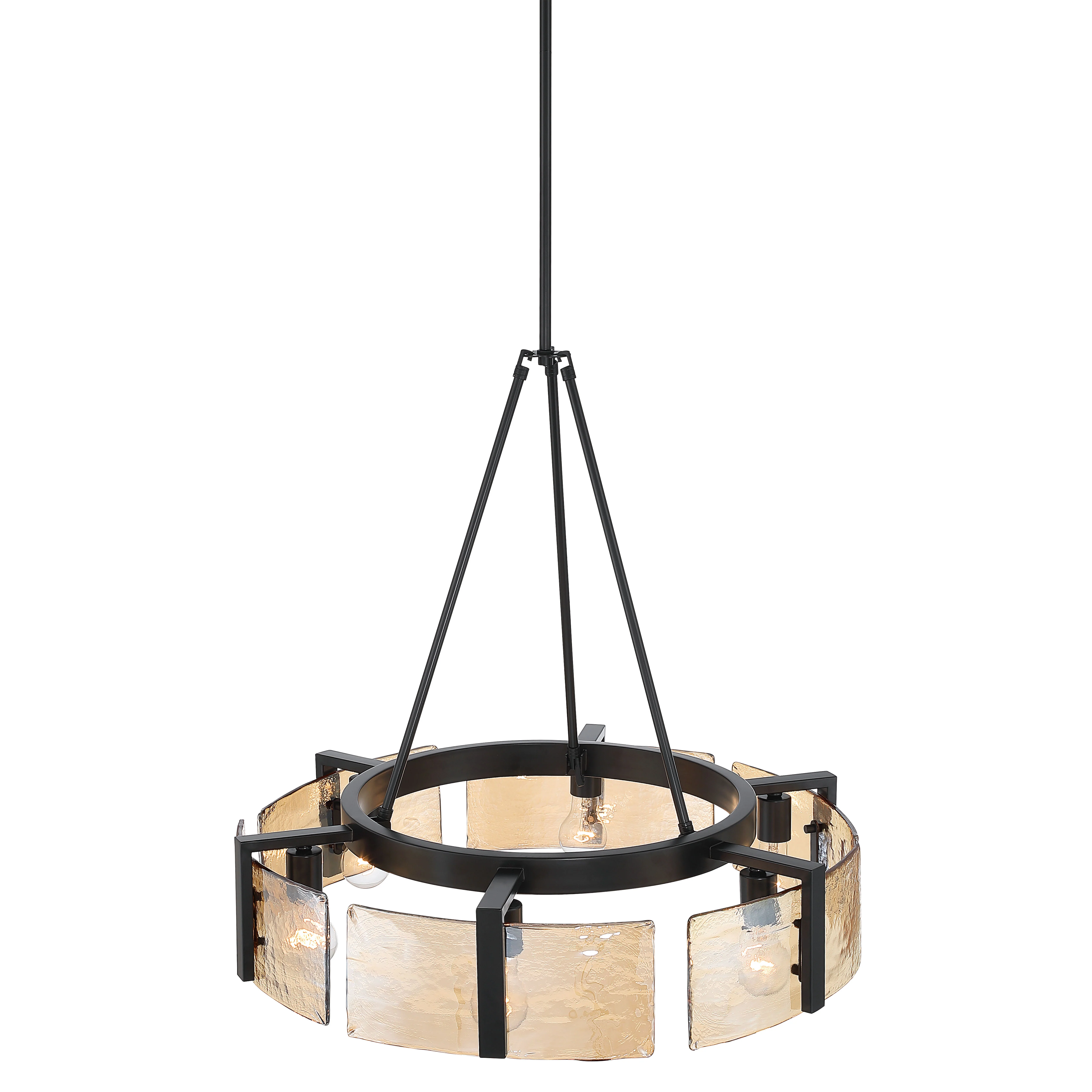 Aenon 6-light Chandelier in Matte Black with Amber Water Glass - Image 5