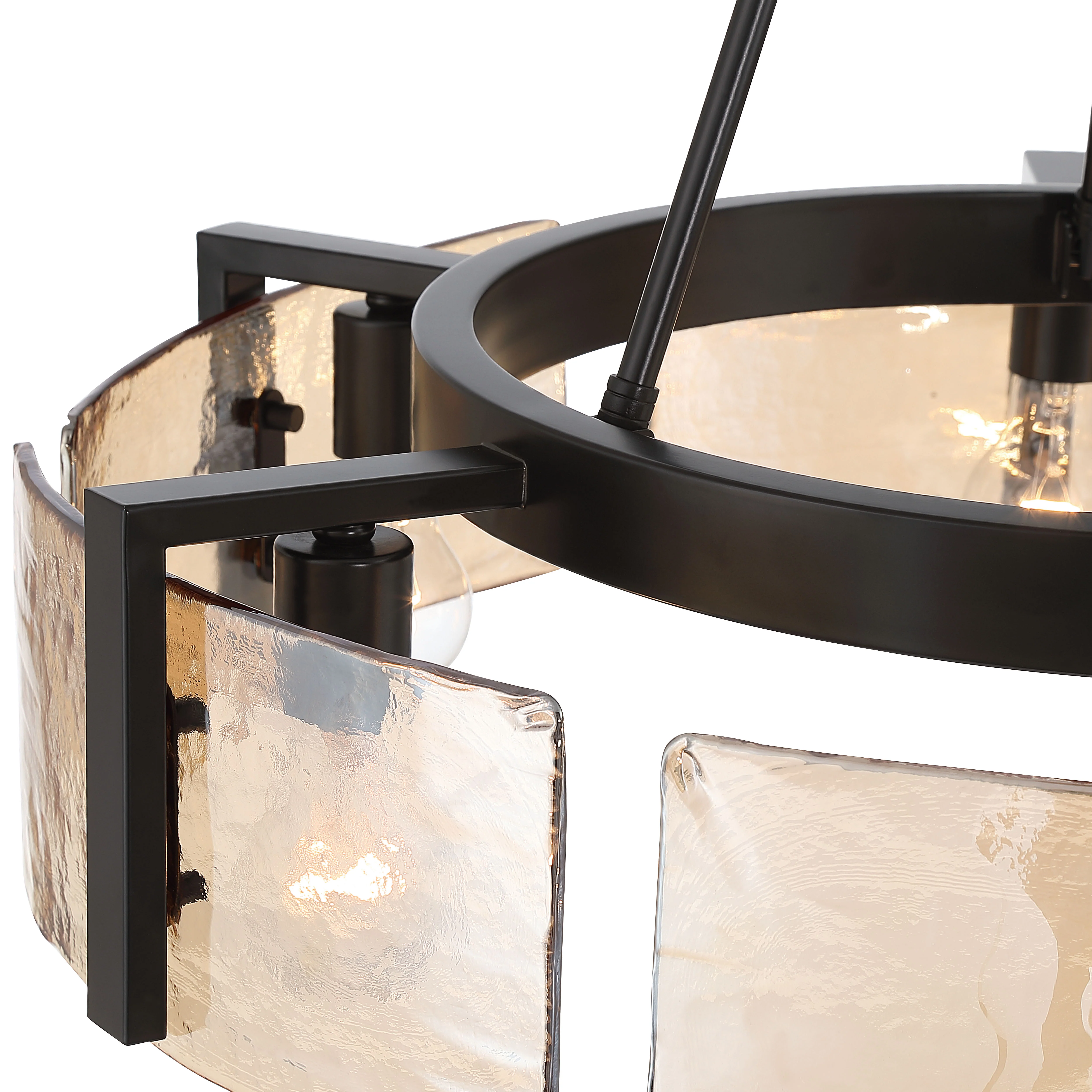 Aenon 6-light Chandelier in Matte Black with Amber Water Glass - Image 7
