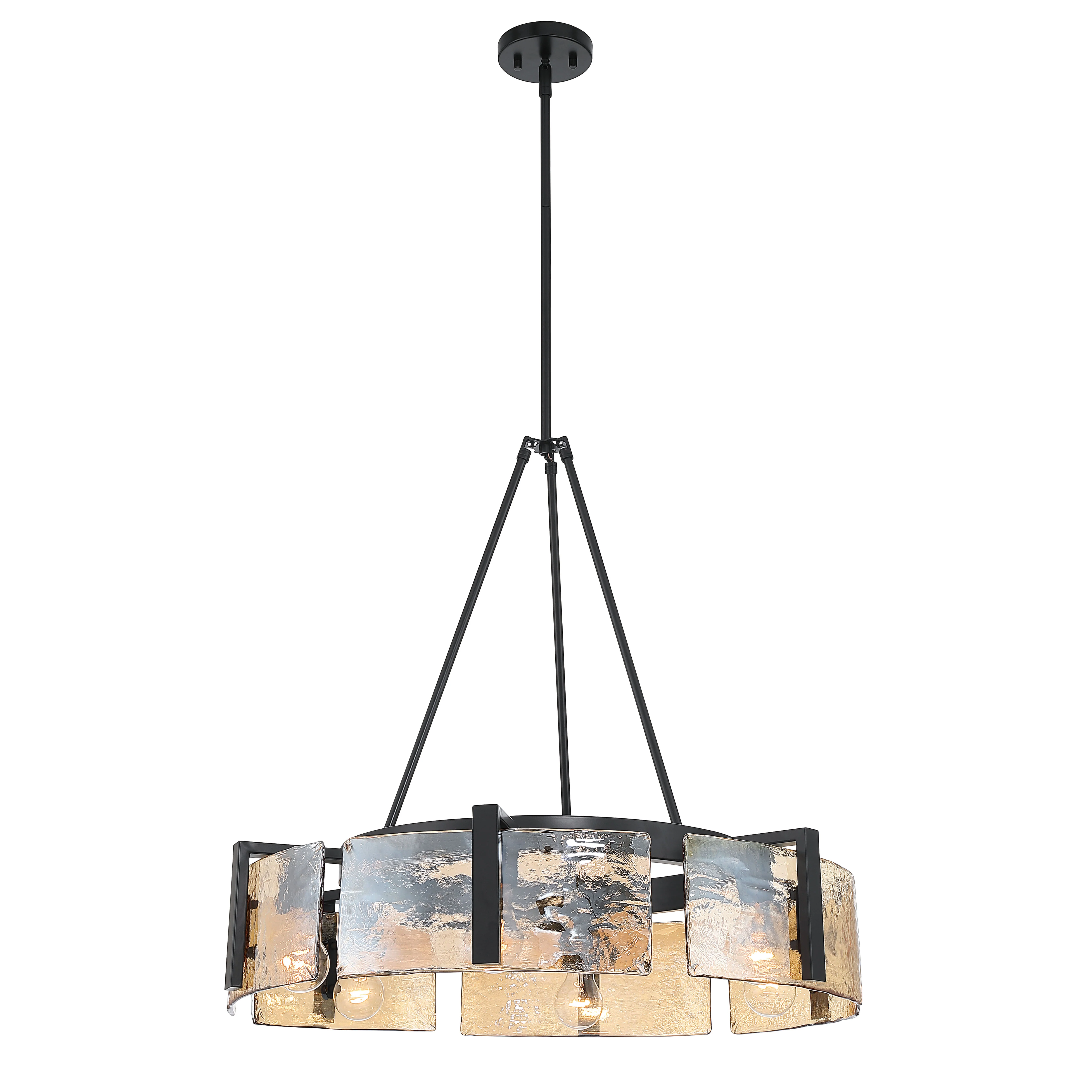 Aenon 6-light Chandelier in Matte Black with Amber Water Glass - Image 8