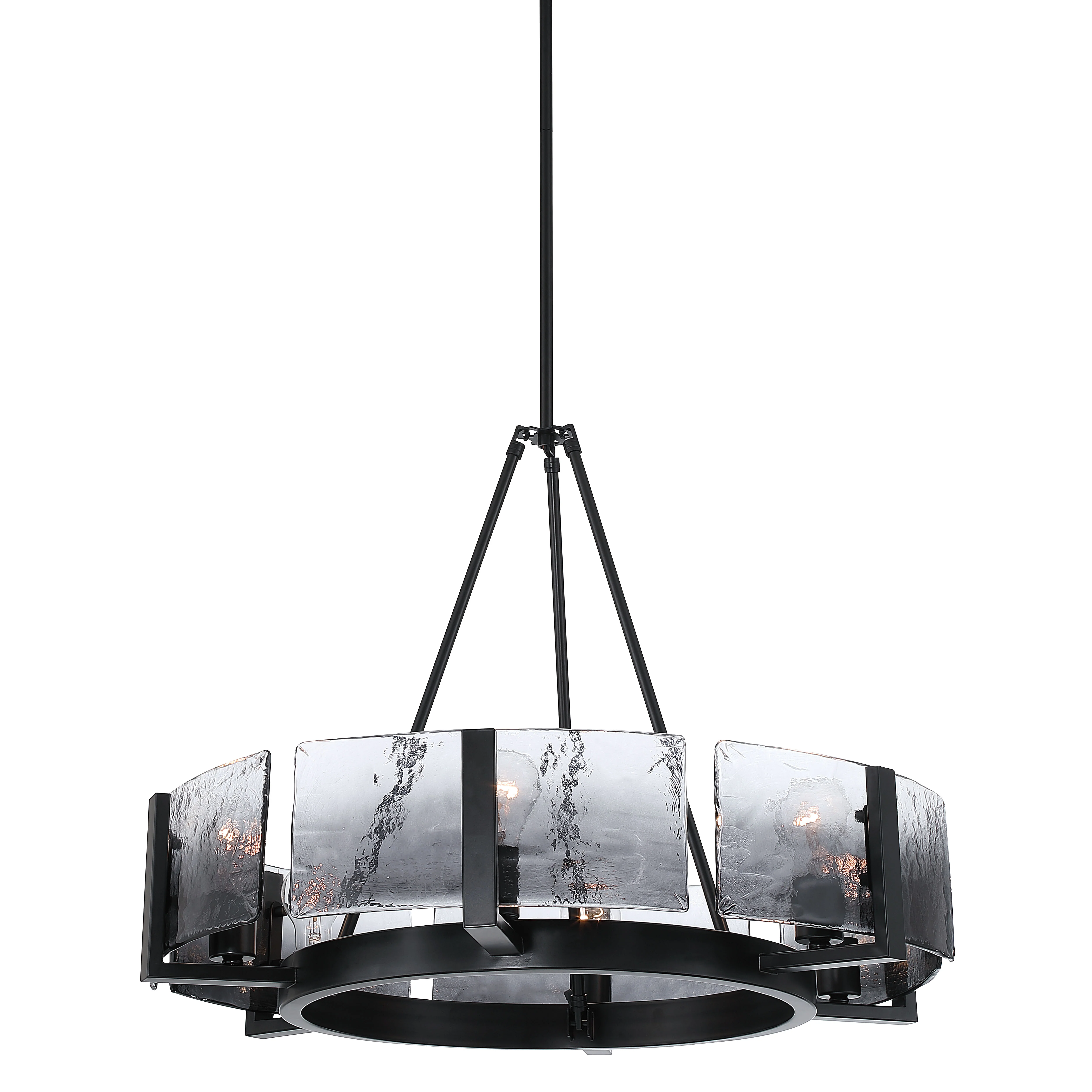 Aenon 6-light Chandelier in Matte Black with Smokey Water Glass