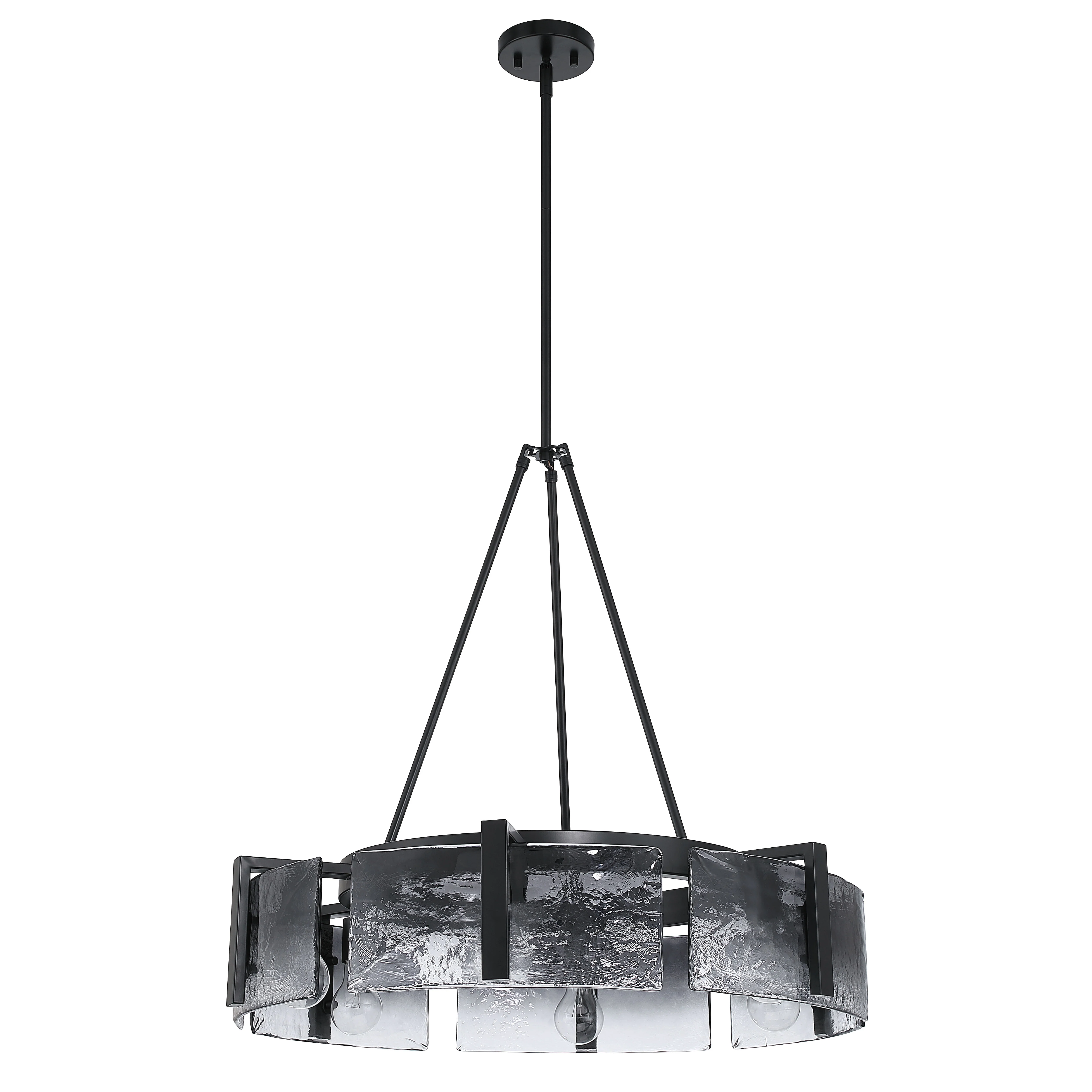 Aenon 6-light Chandelier in Matte Black with Smokey Water Glass - Image 2