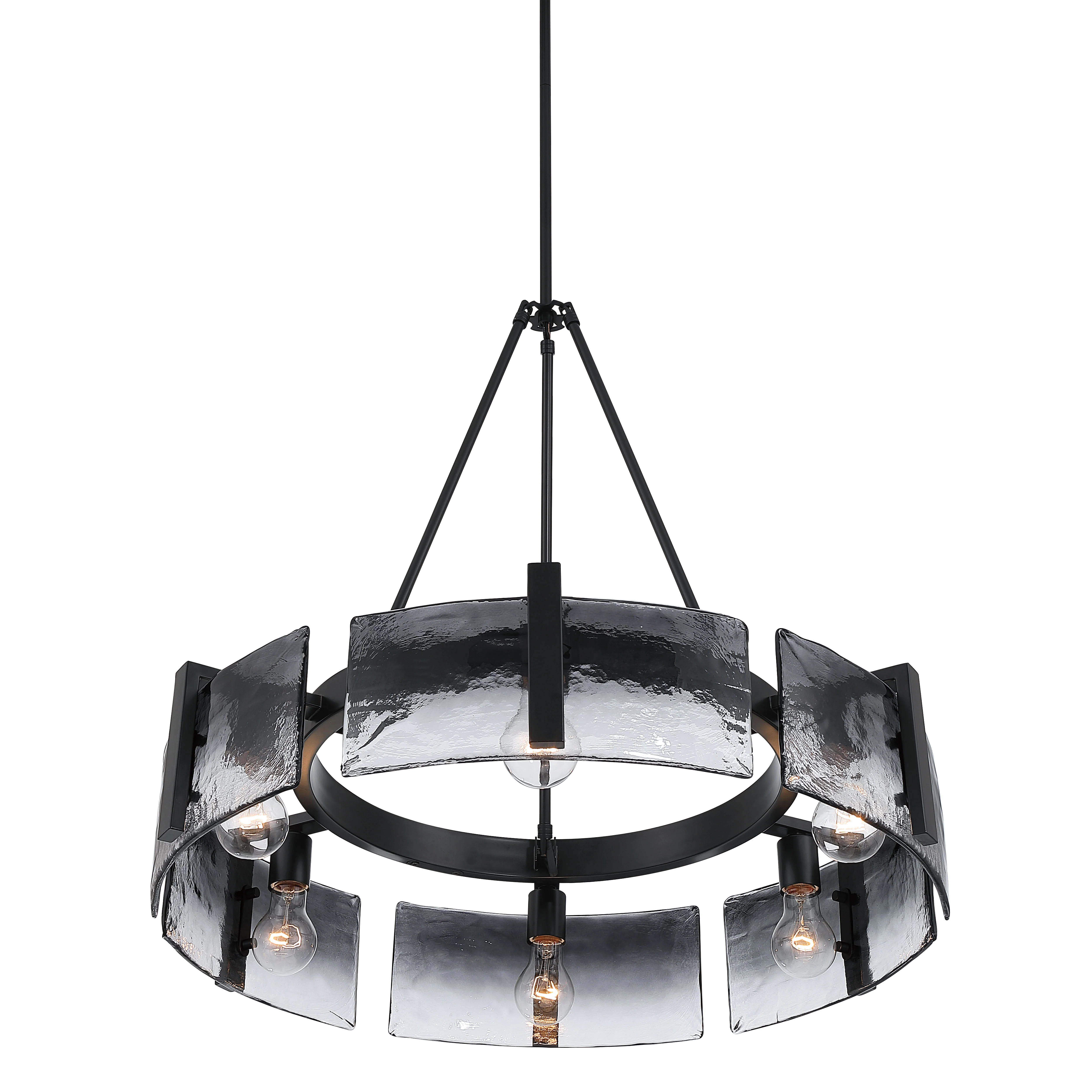 Aenon 6-light Chandelier in Matte Black with Smokey Water Glass - Image 4