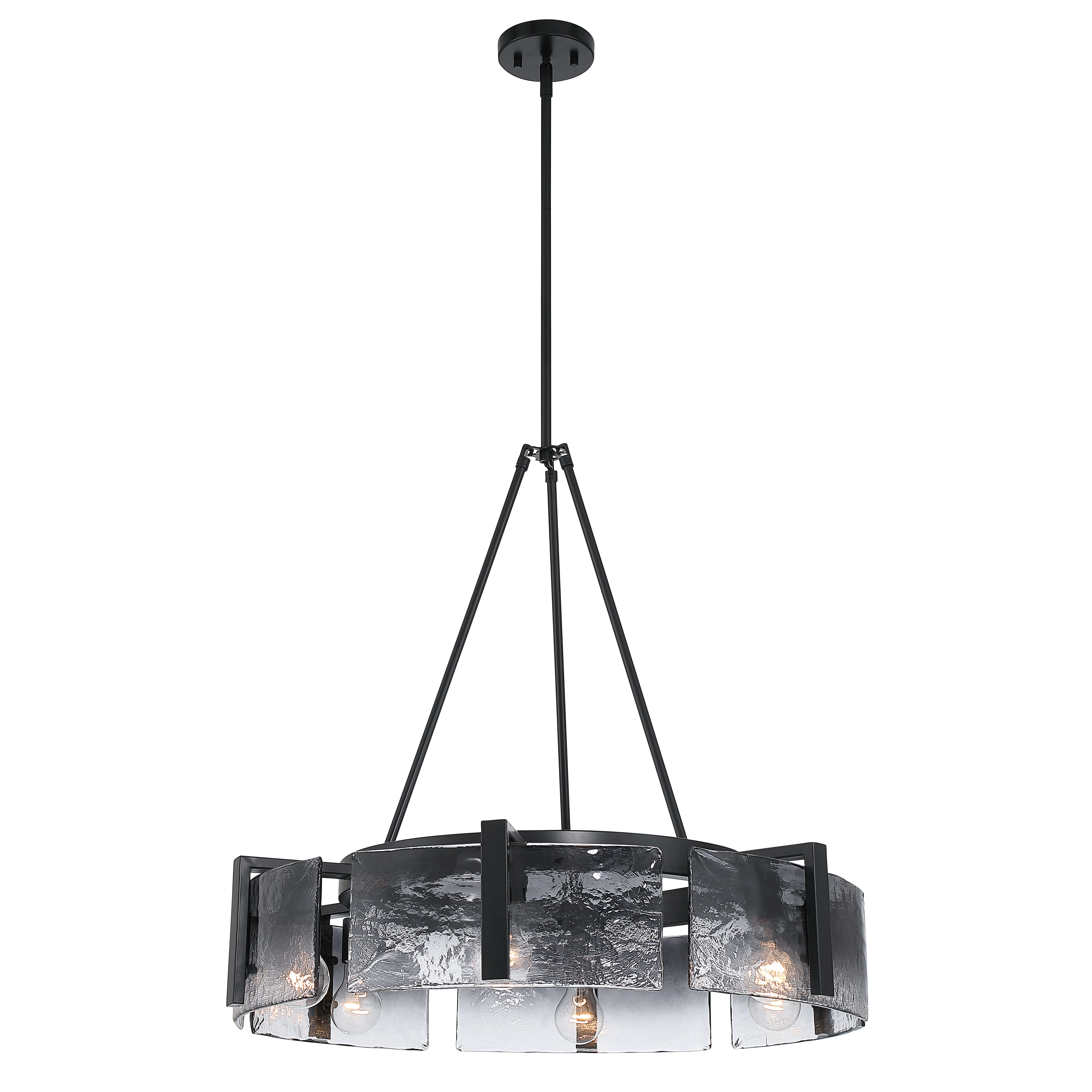 Aenon 6-light Chandelier in Matte Black with Smokey Water Glass - Image 8