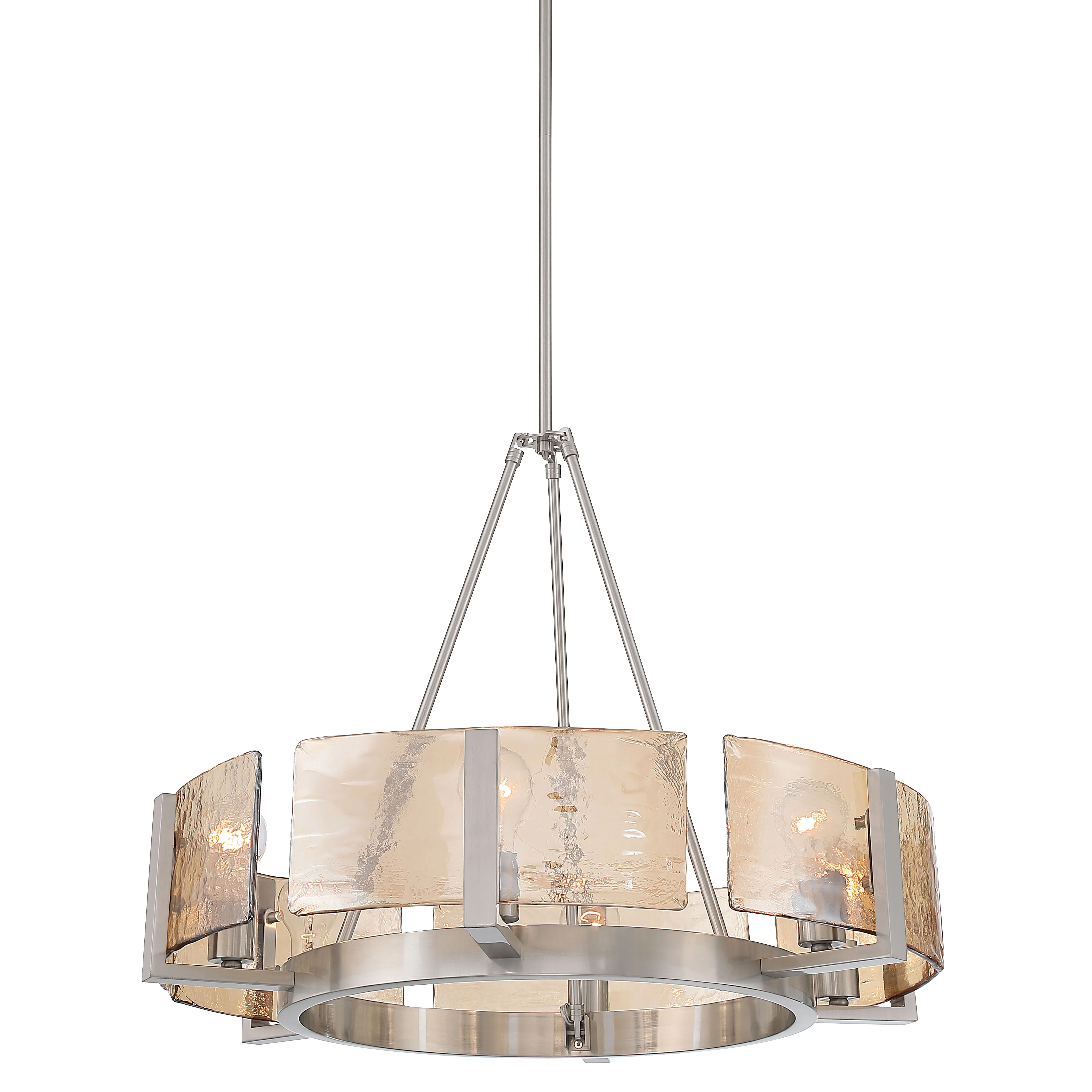 Aenon 6-light Chandelier in Pewter with Amber Water Glass