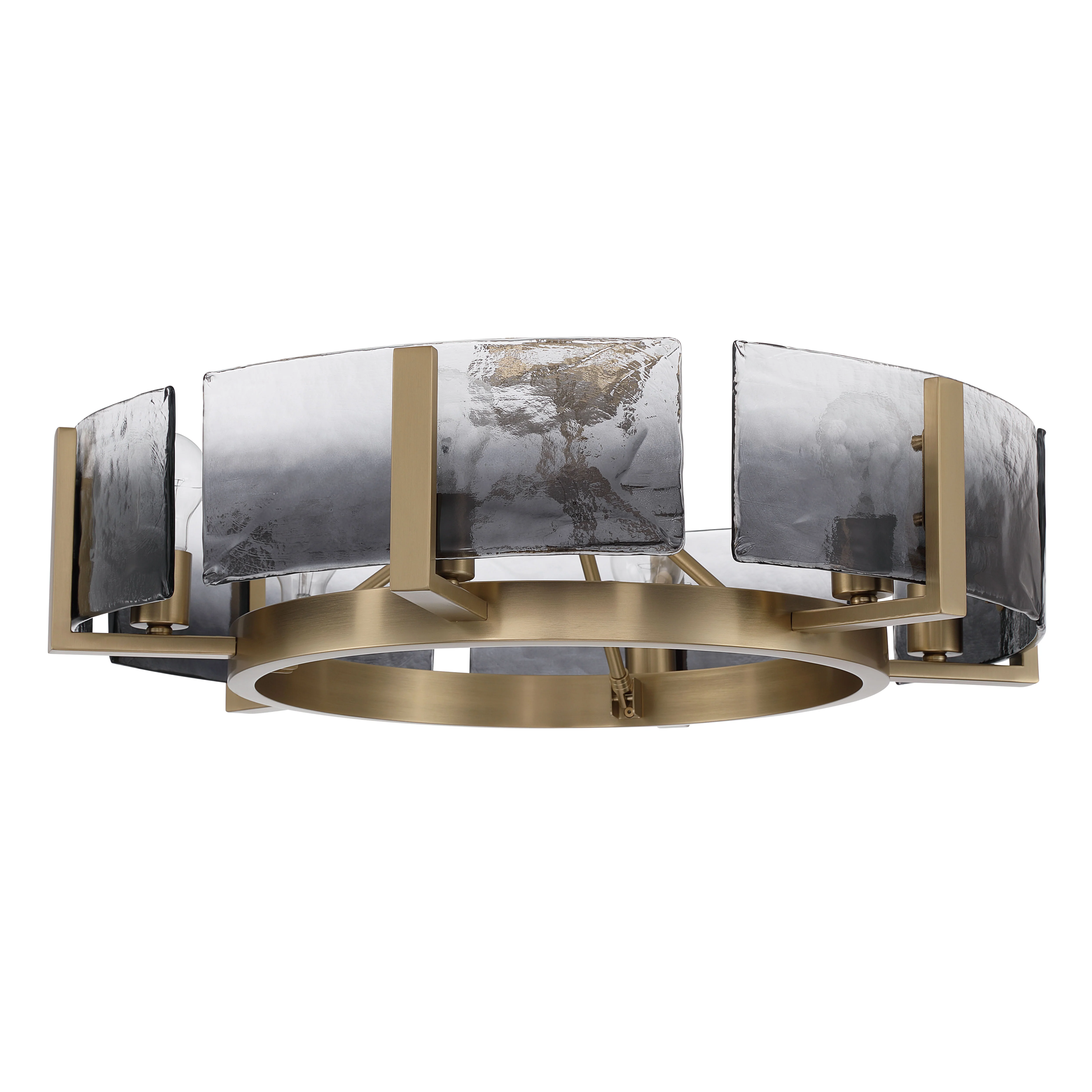Aenon 6-light Semi-Flush Mount in Brushed Champagne Brass with Smokey Water Glass - Image 2