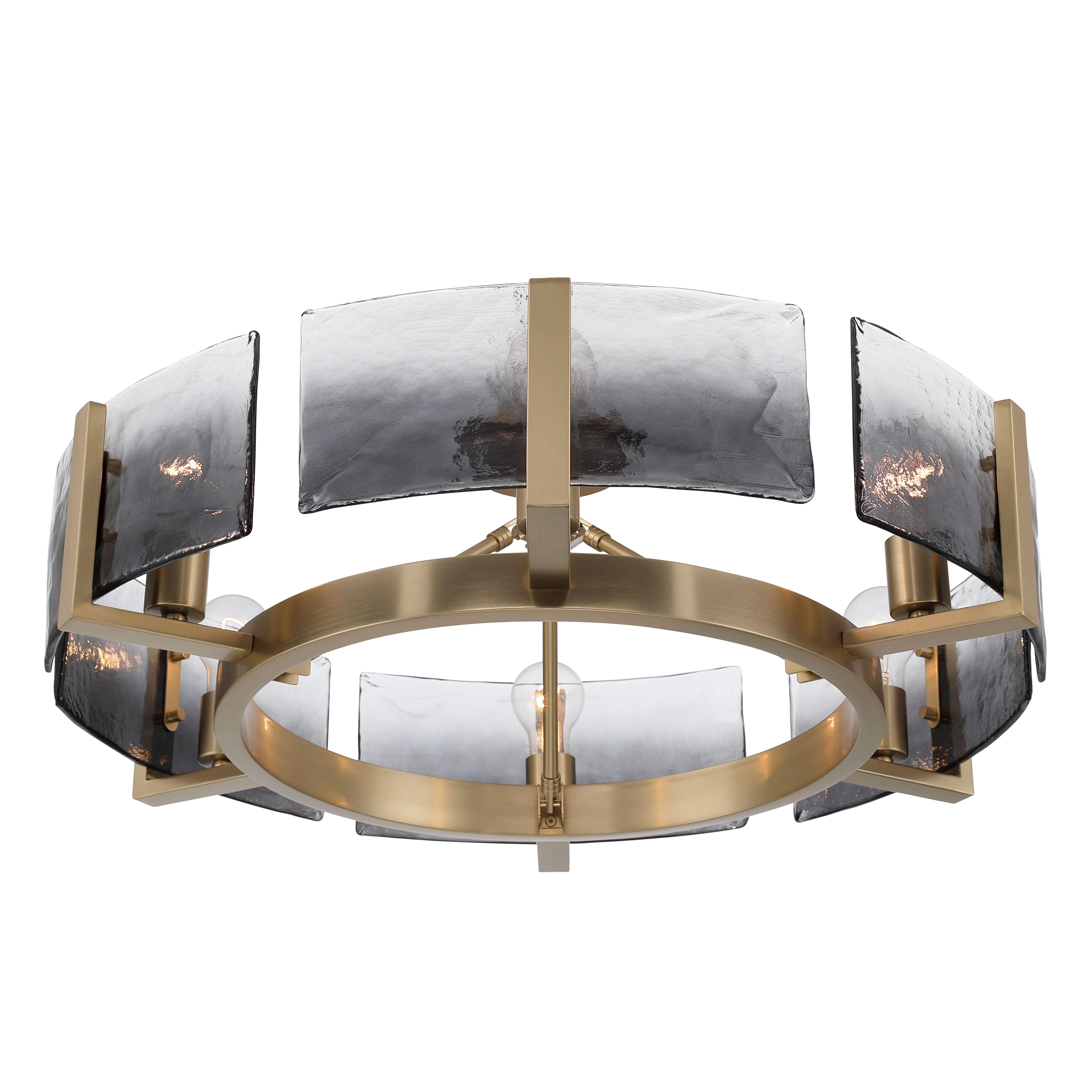 Aenon 6-light Semi-Flush Mount in Brushed Champagne Brass with Smokey Water Glass - Image 4