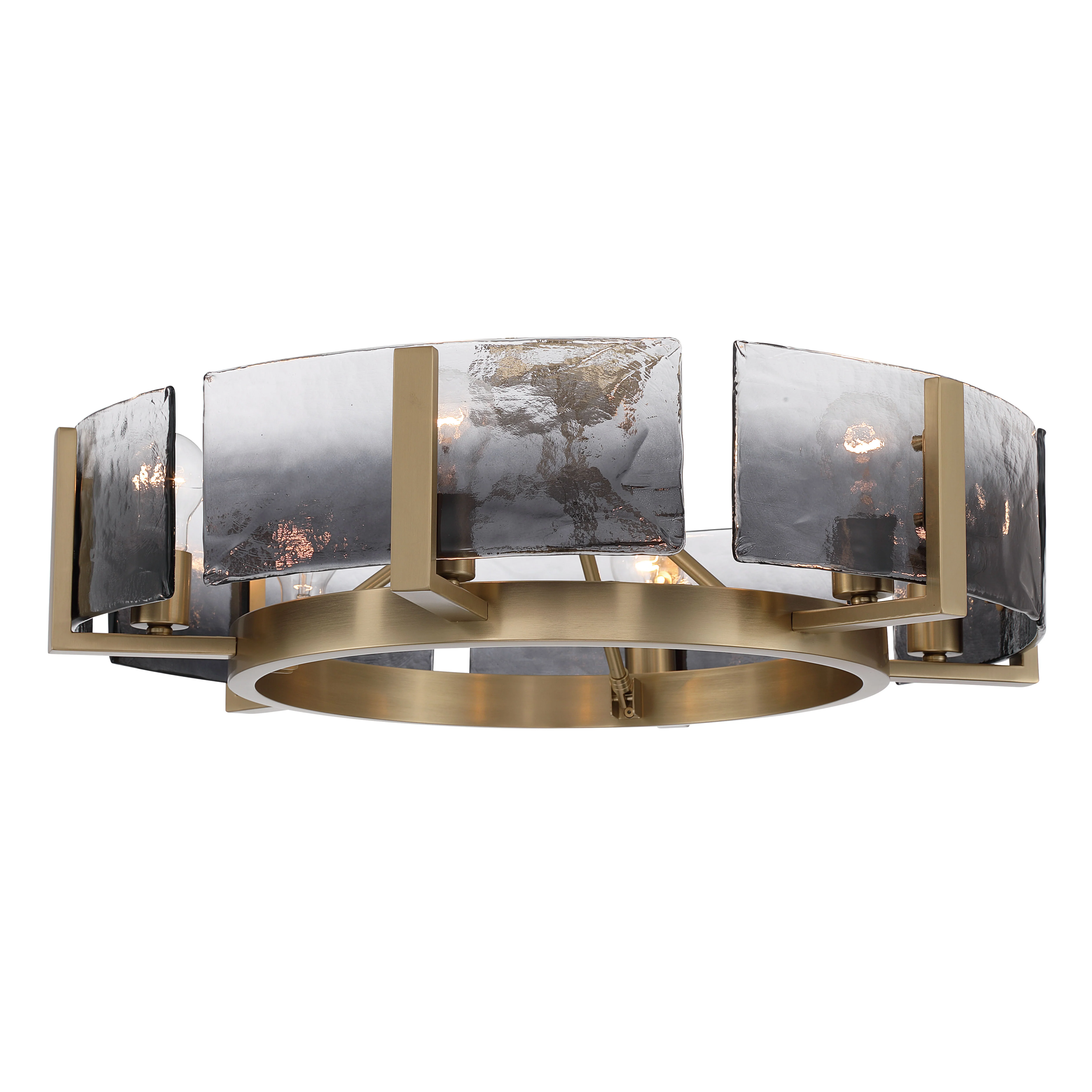 Aenon 6-light Semi-Flush Mount in Brushed Champagne Brass with Smokey Water Glass - Image 7