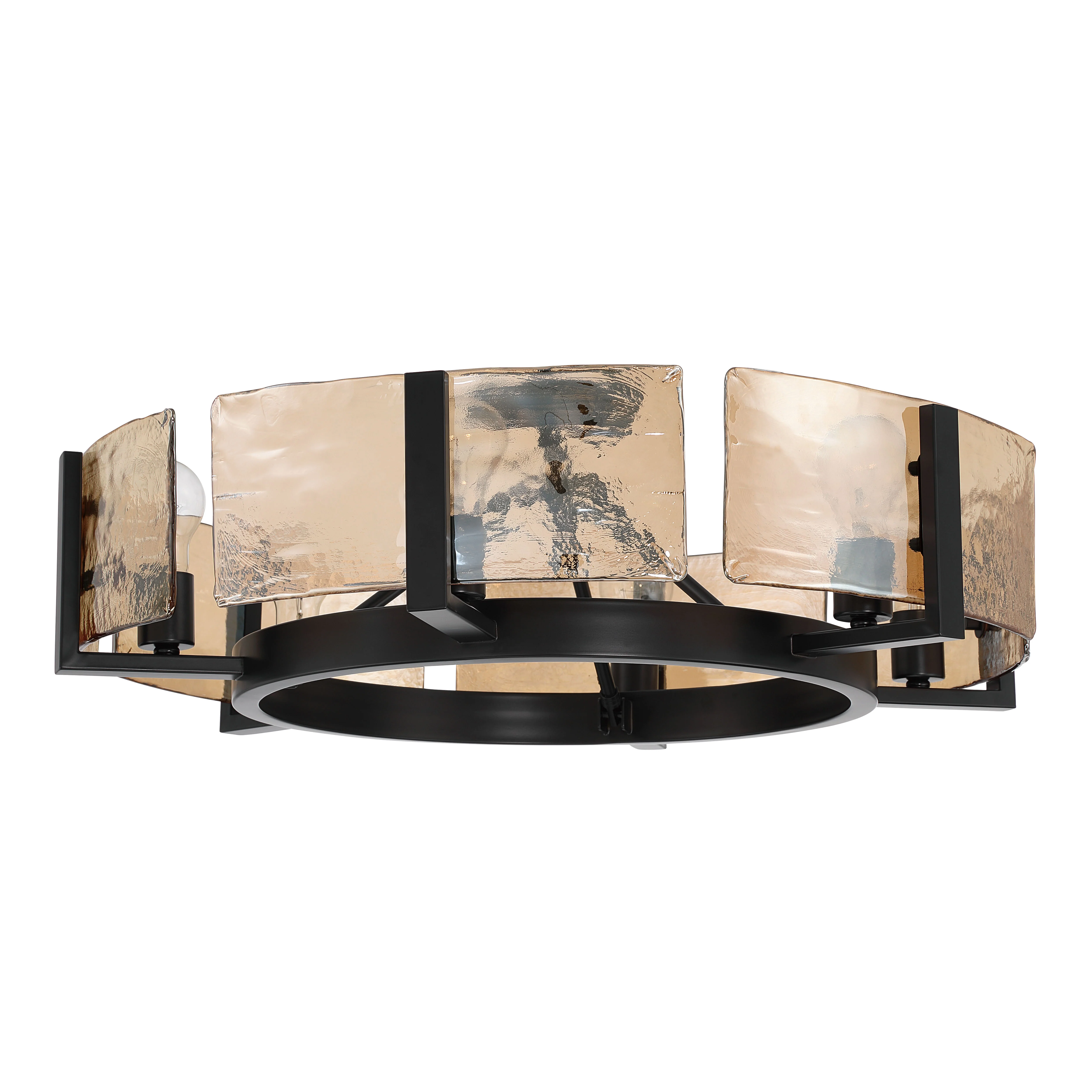 Aenon 6-light Semi-Flush Mount in Matte Black with Amber Water Glass - Image 2