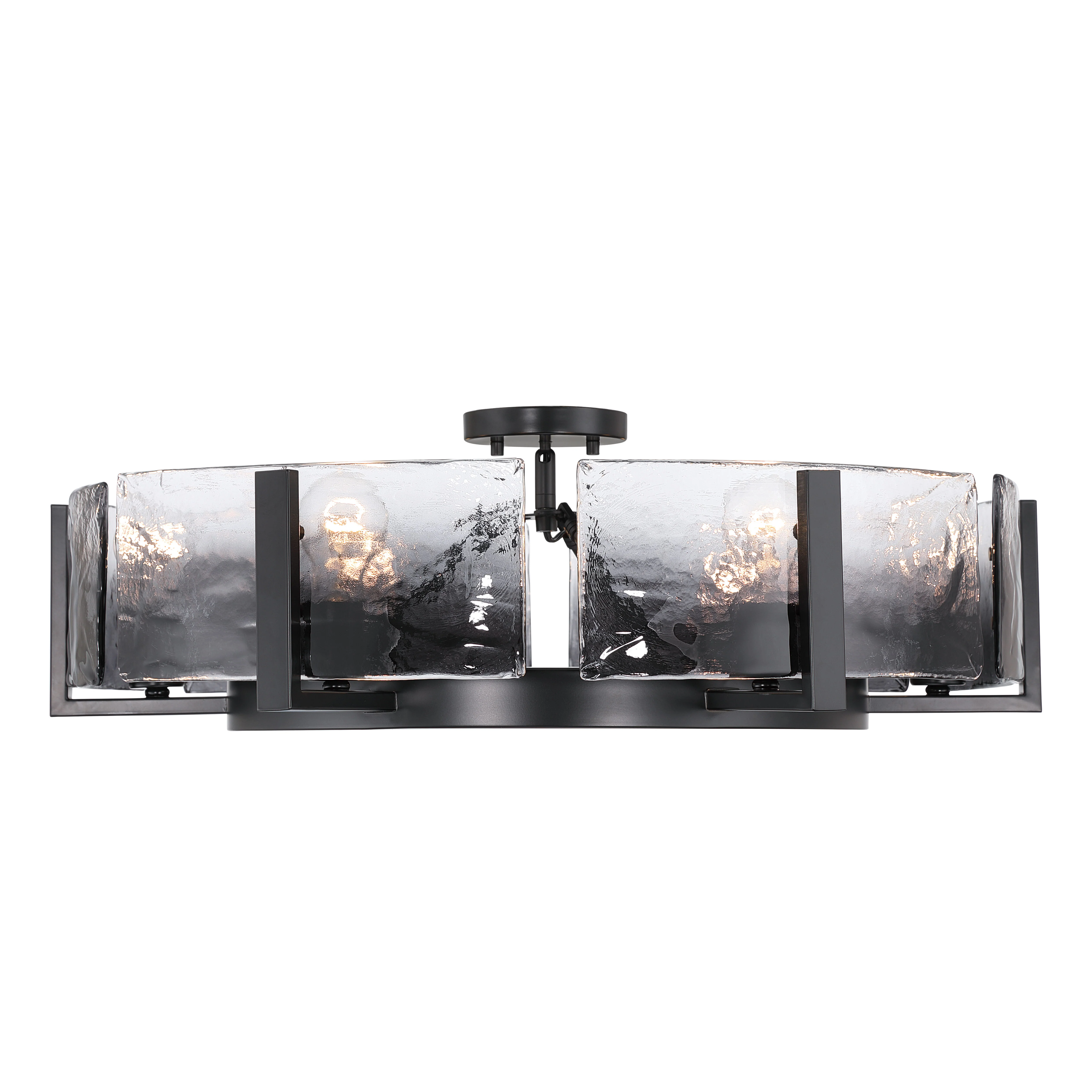 Aenon 6-light Semi-Flush Mount in Matte Black with Smokey Water Glass - Image 3