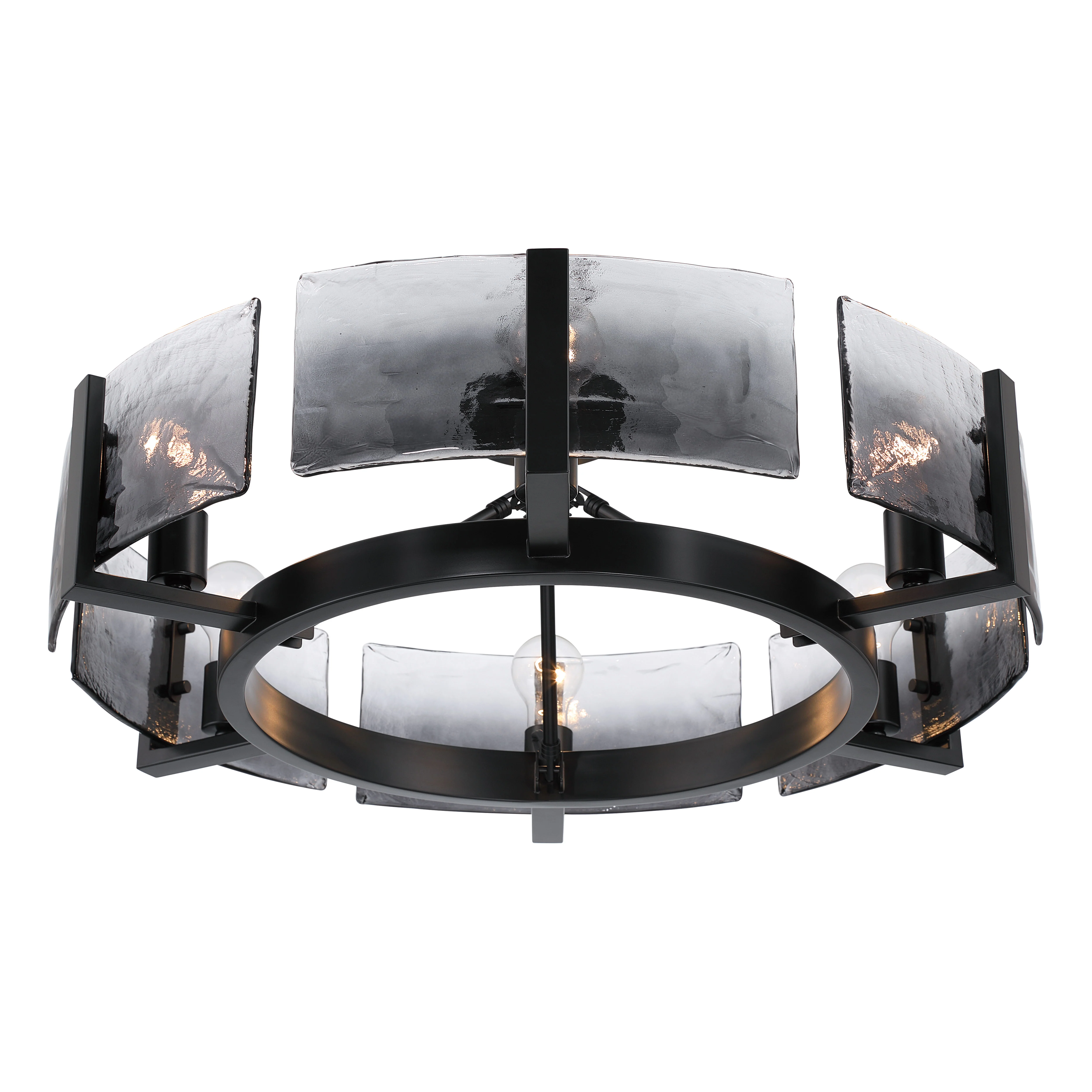 Aenon 6-light Semi-Flush Mount in Matte Black with Smokey Water Glass - Image 4