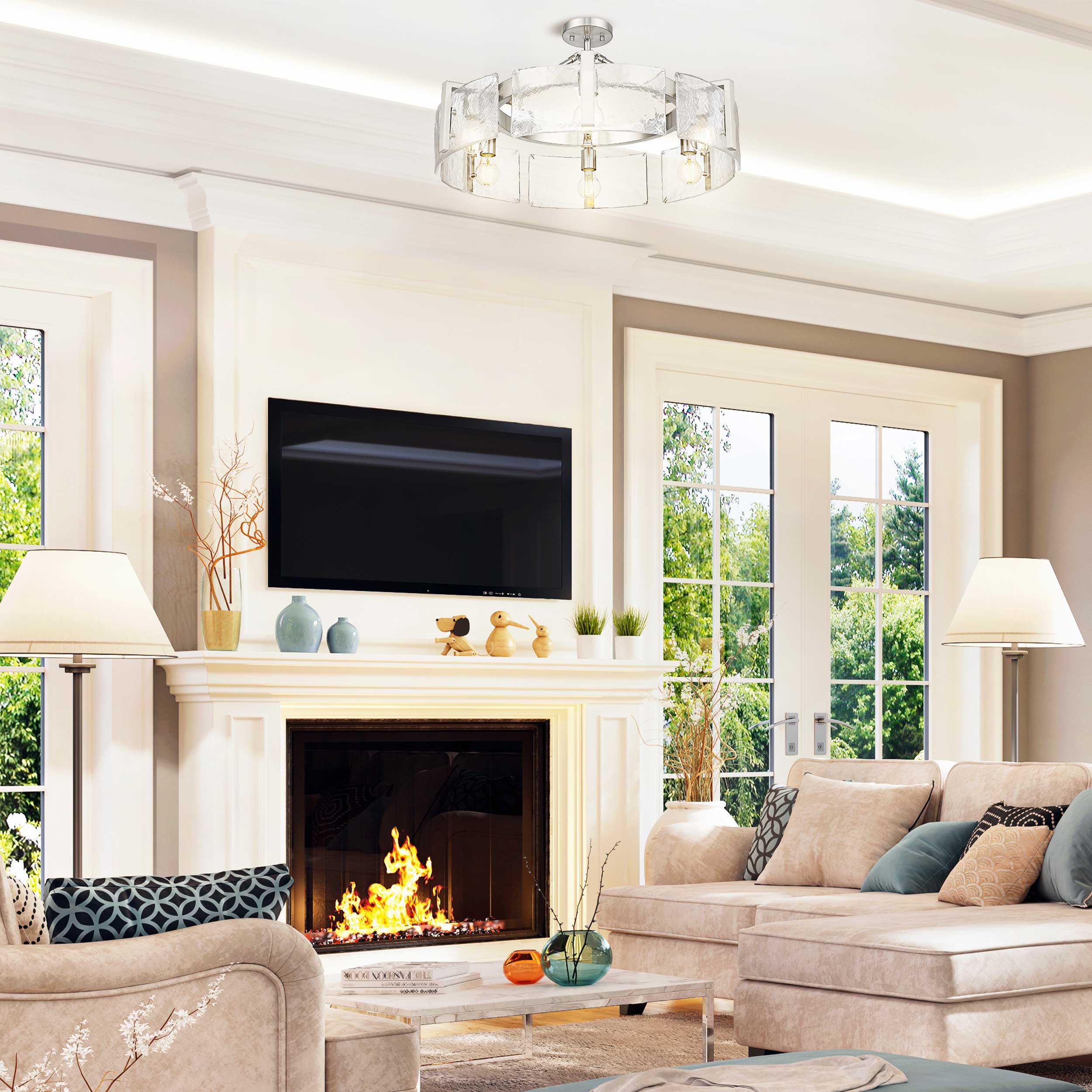 Aenon 6-light Semi-Flush Mount in Pewter - Image 2