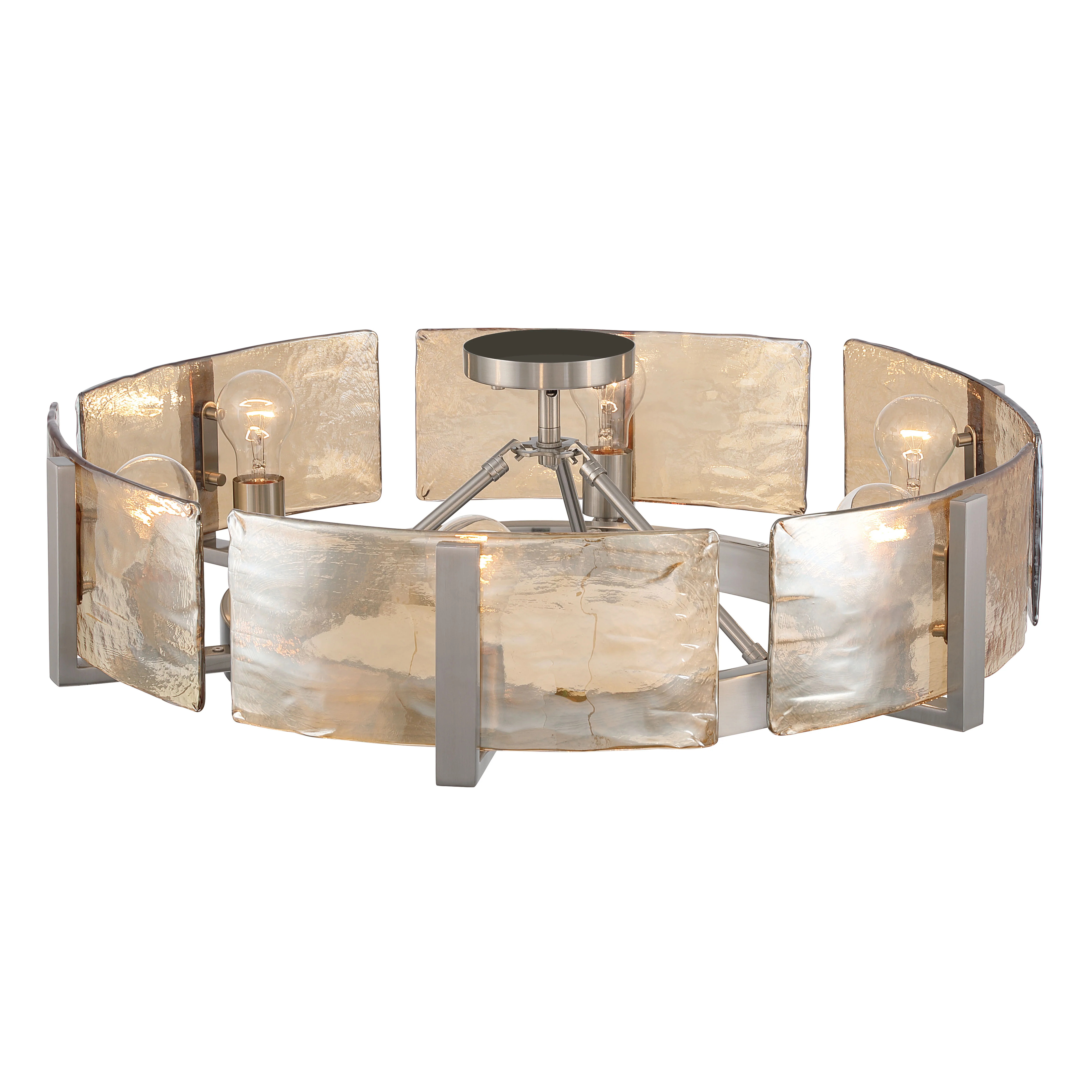 Aenon 6-light Semi-Flush Mount in Pewter with Amber Water Glass - Image 4