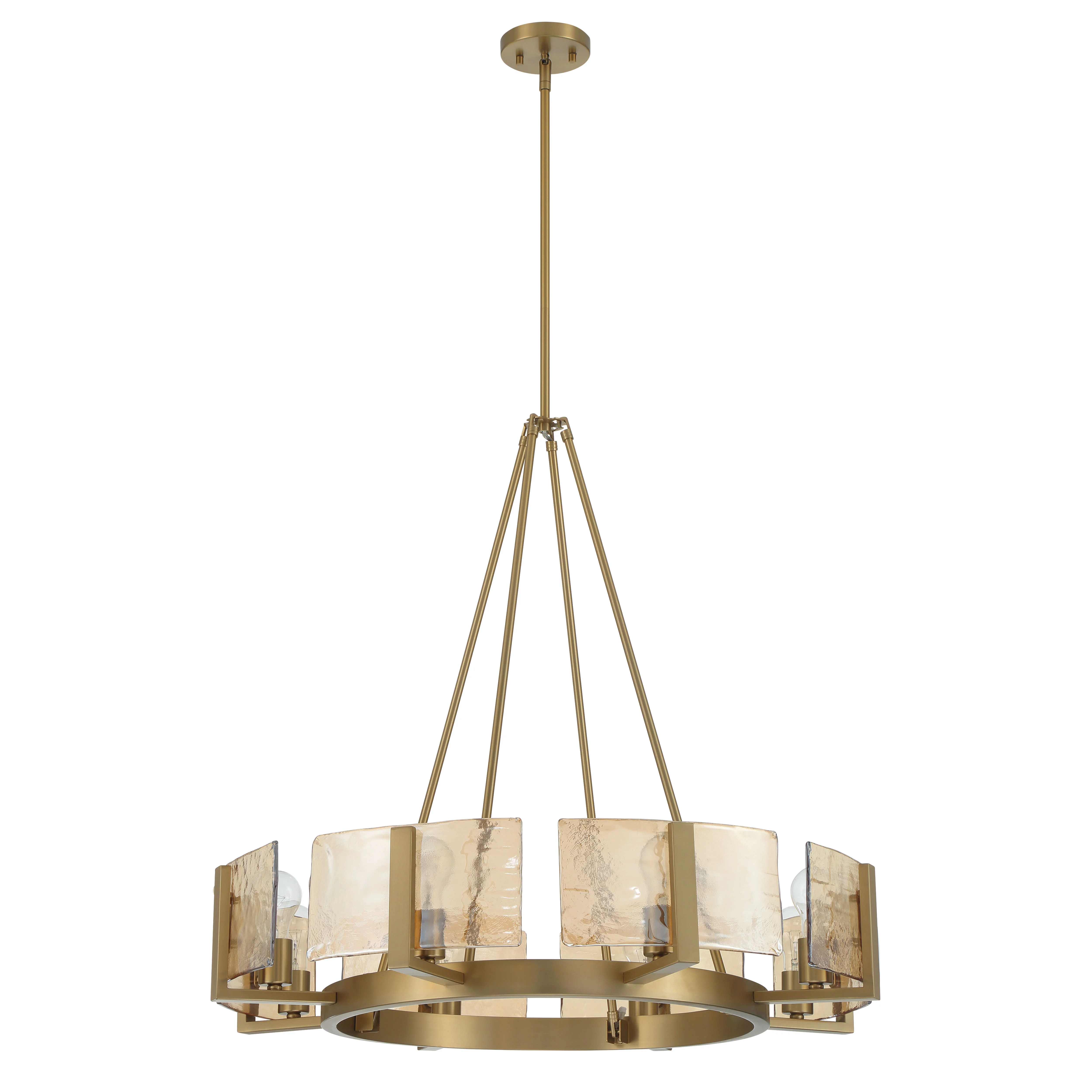 Aenon 8-Light Chandelier in Brushed Champagne Brass with Amber Water Glass - Image 2