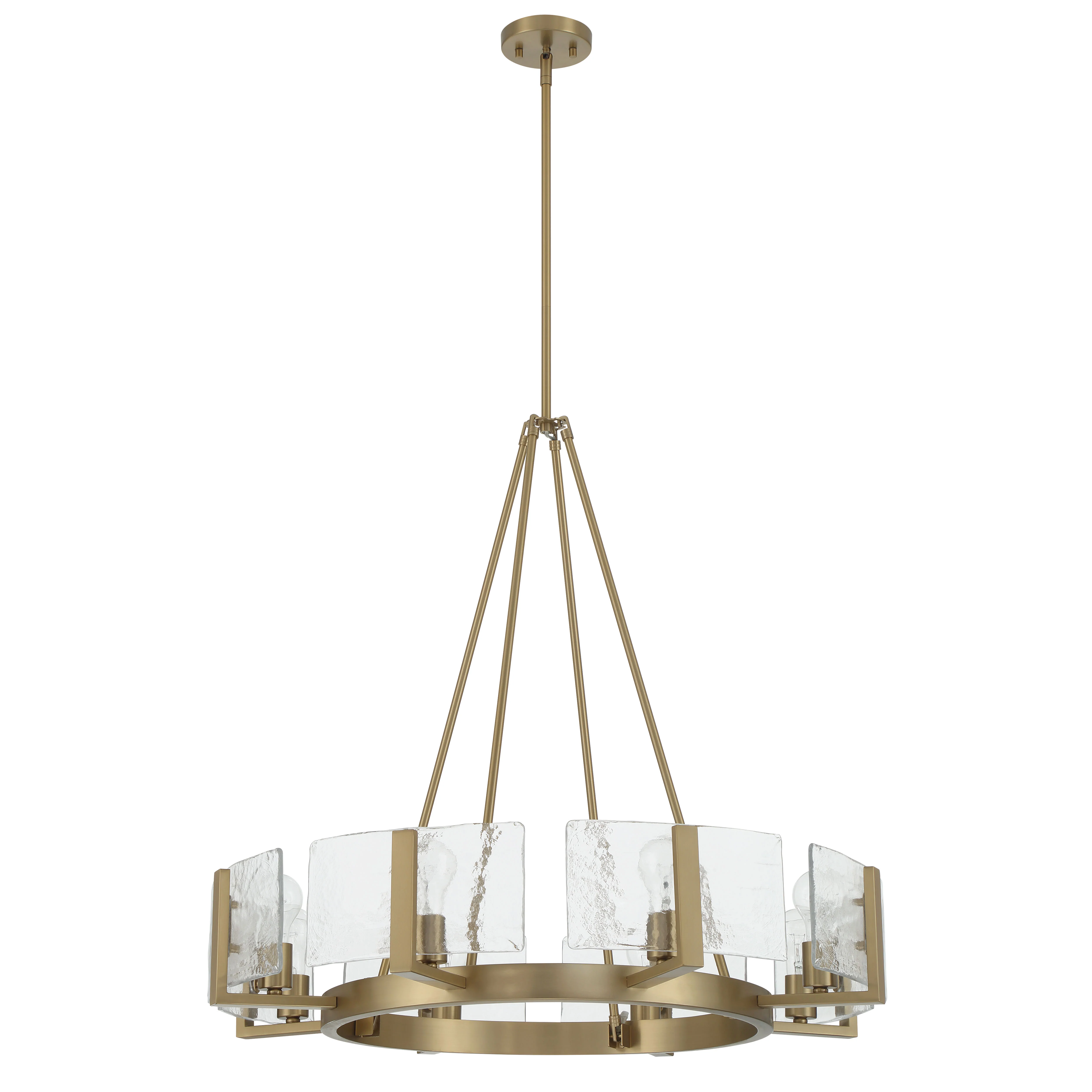 Aenon 8-Light Chandelier in Brushed Champagne Brass with Hammered Water Glass - Image 2