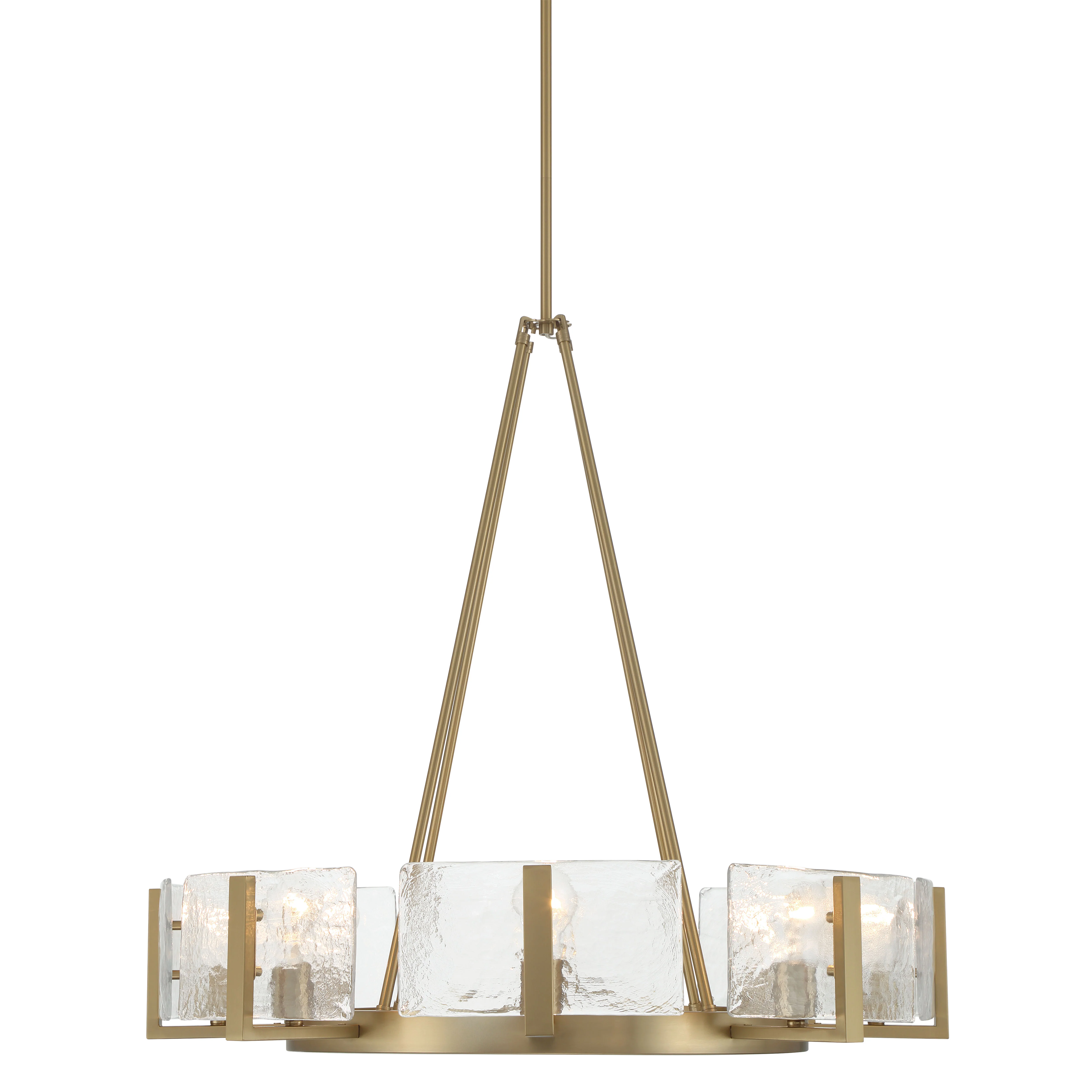 Aenon 8-Light Chandelier in Brushed Champagne Brass with Hammered Water Glass - Image 3