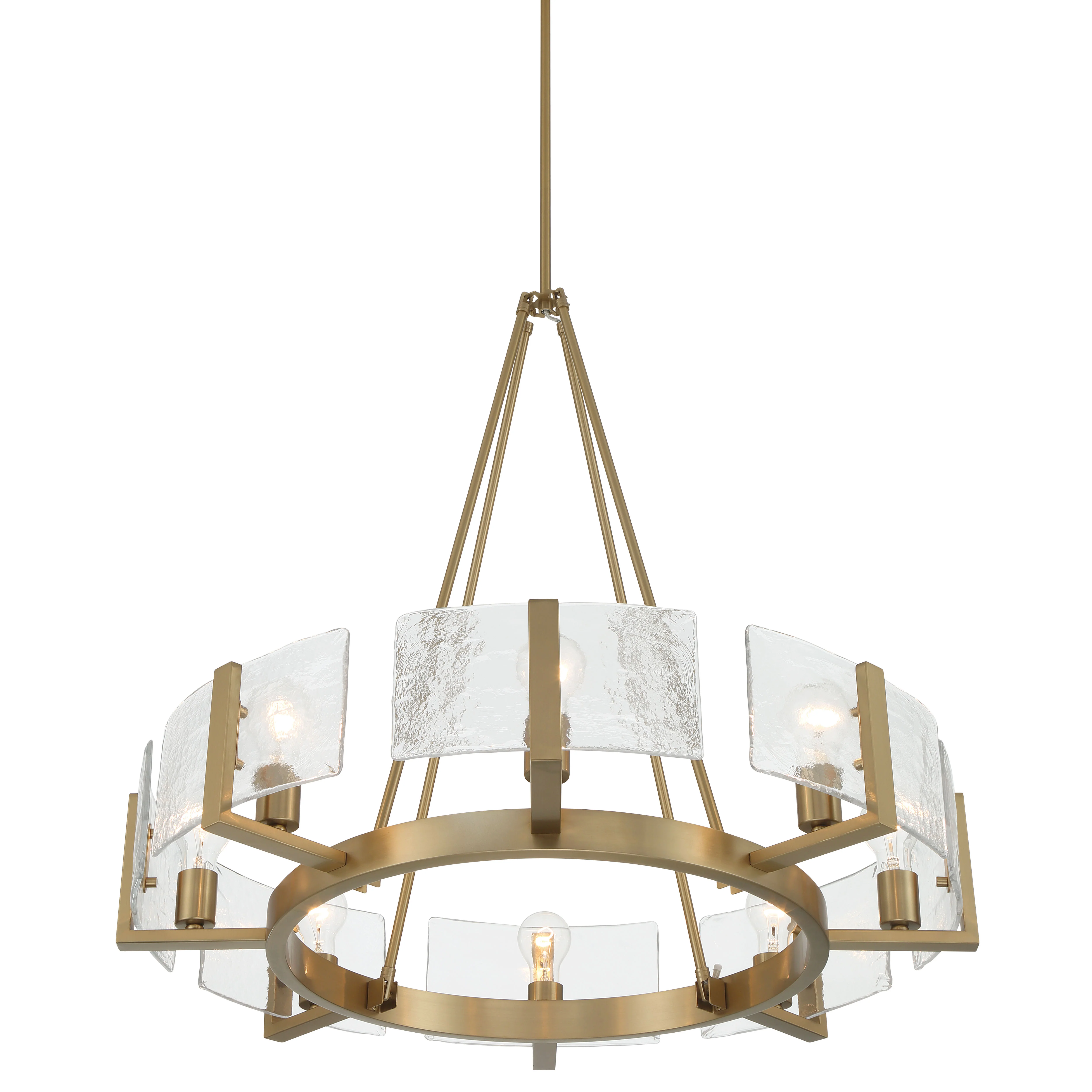 Aenon 8-Light Chandelier in Brushed Champagne Brass with Hammered Water Glass - Image 4