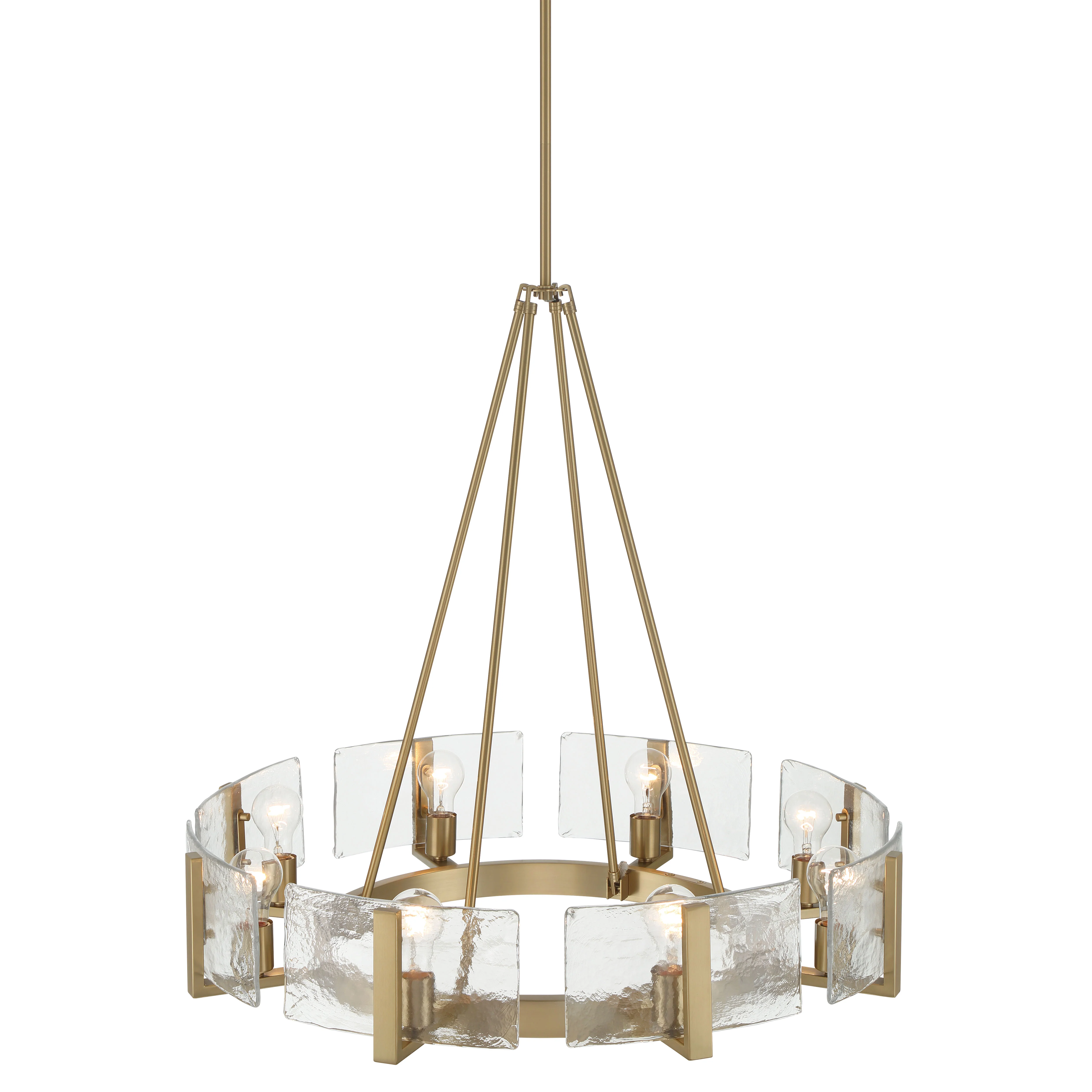 Aenon 8-Light Chandelier in Brushed Champagne Brass with Hammered Water Glass - Image 5