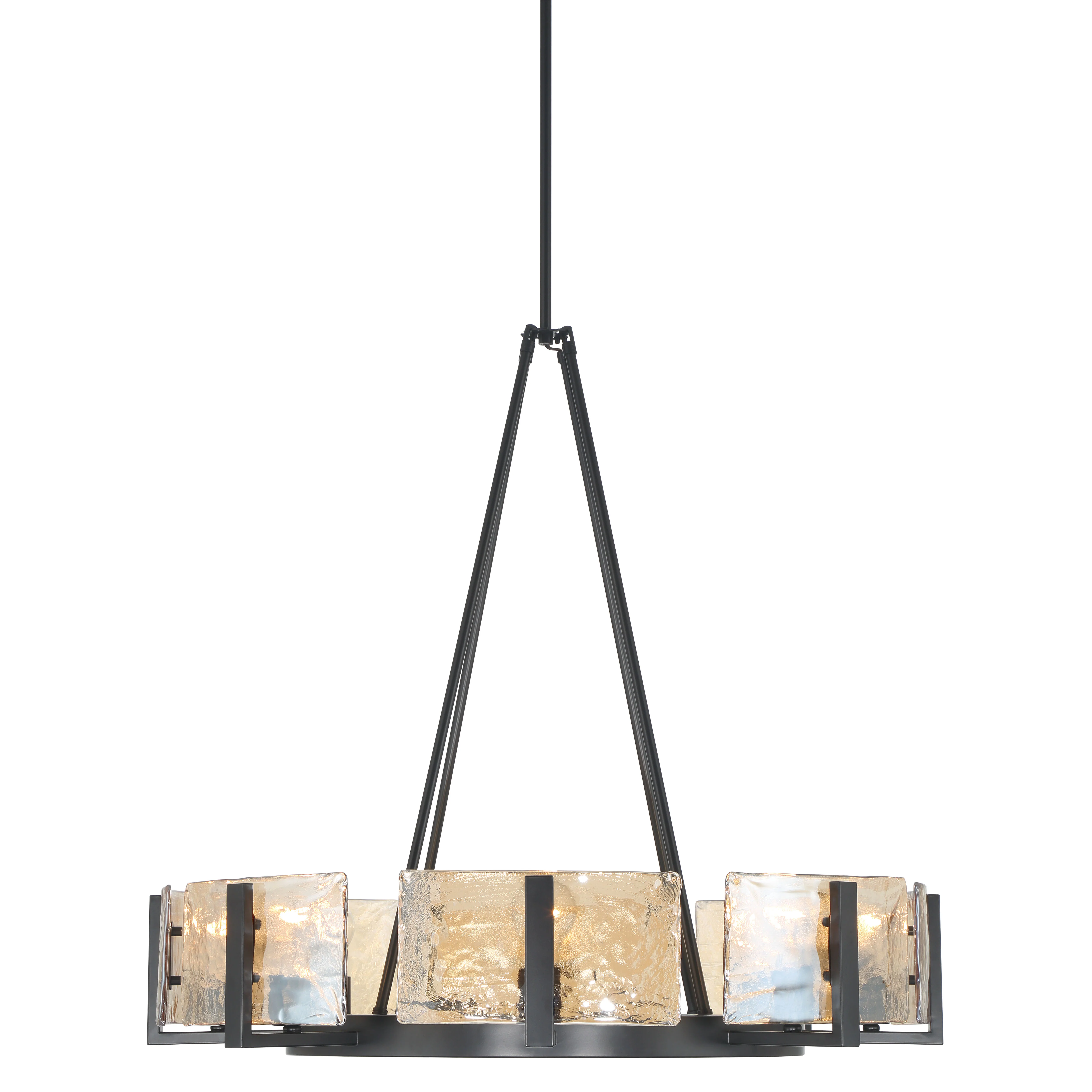 Aenon 8-Light Chandelier in Matte Black with Amber Water Glass - Image 3