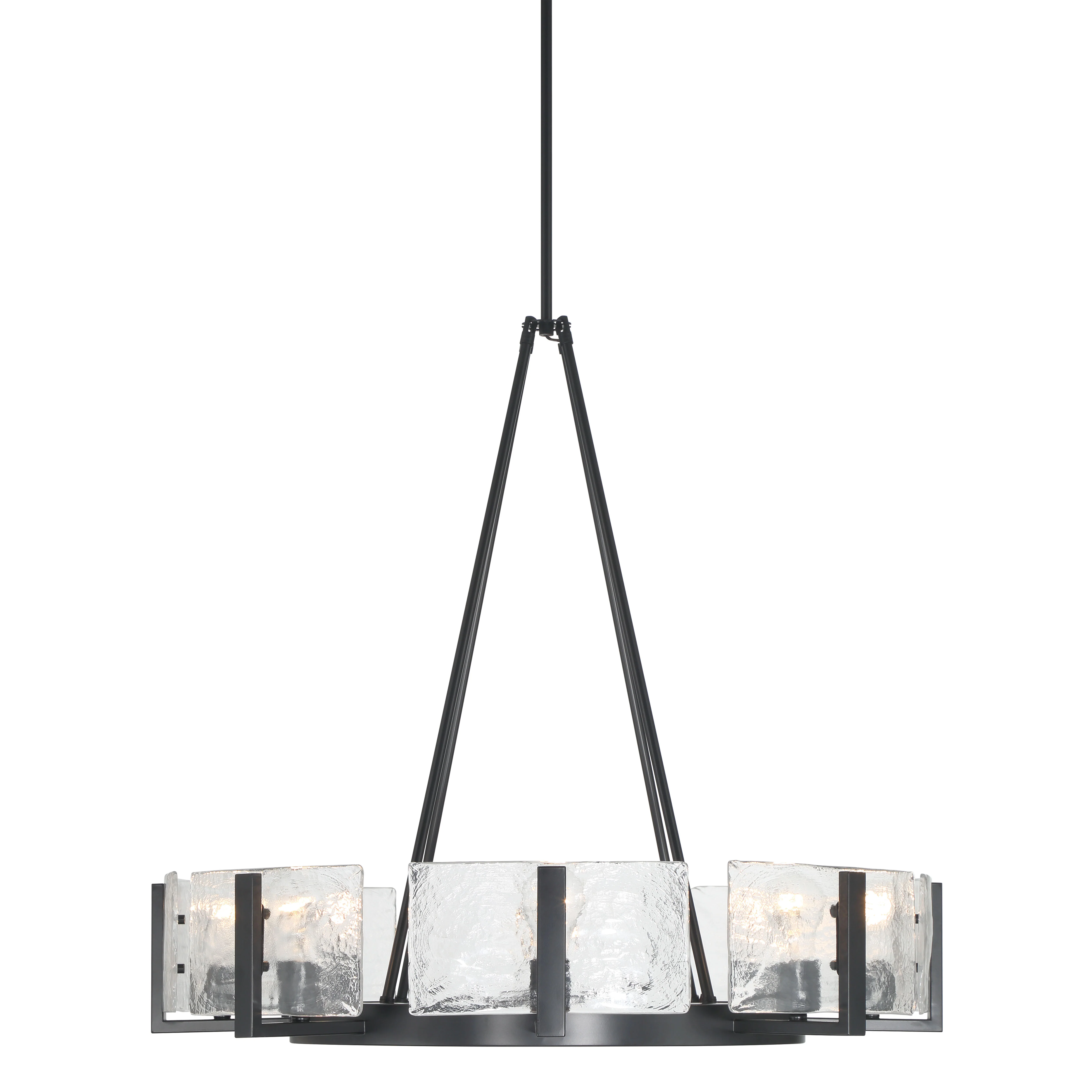 Aenon 8-Light Chandelier in Matte Black with Hammered Water Glass - Image 3