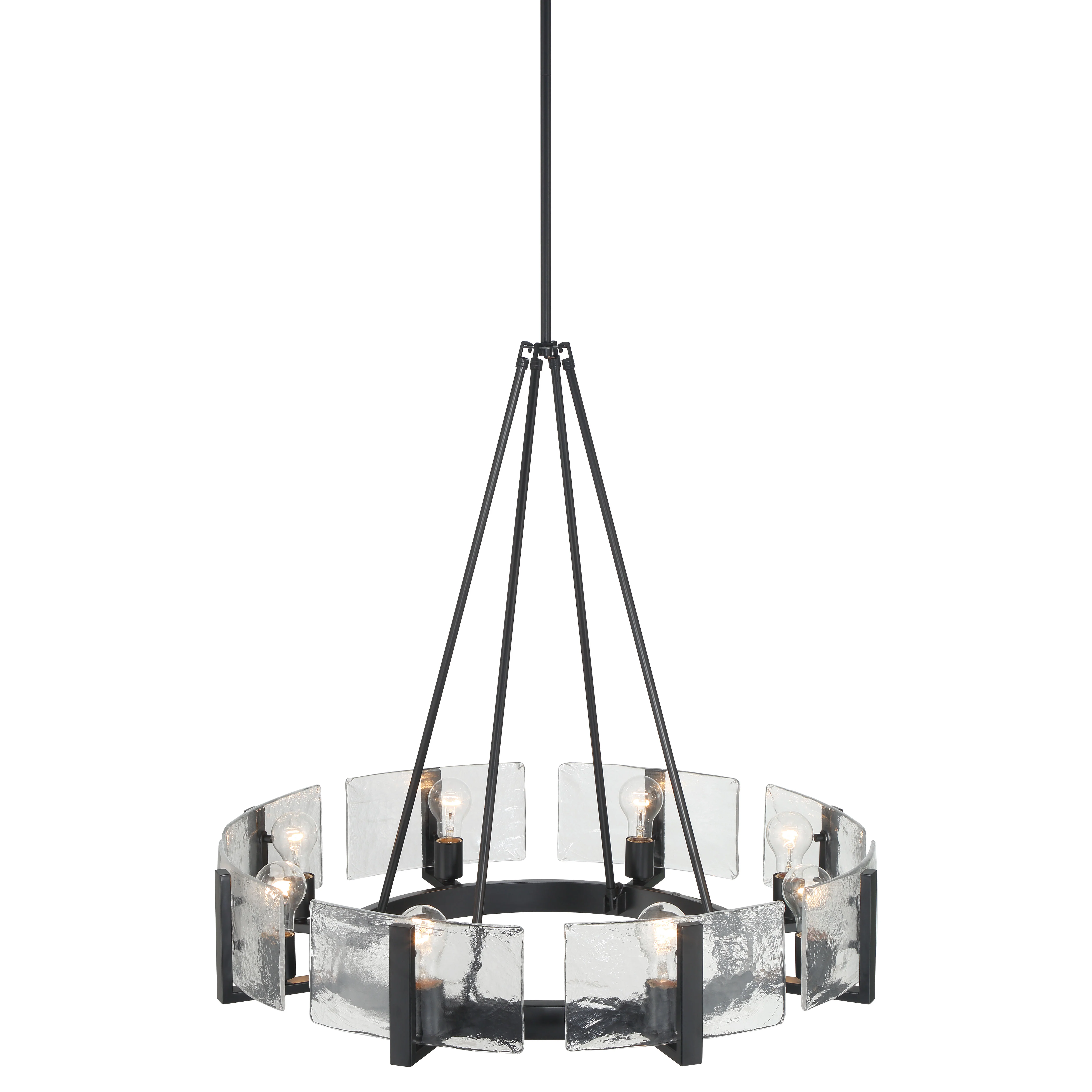 Aenon 8-Light Chandelier in Matte Black with Hammered Water Glass - Image 5