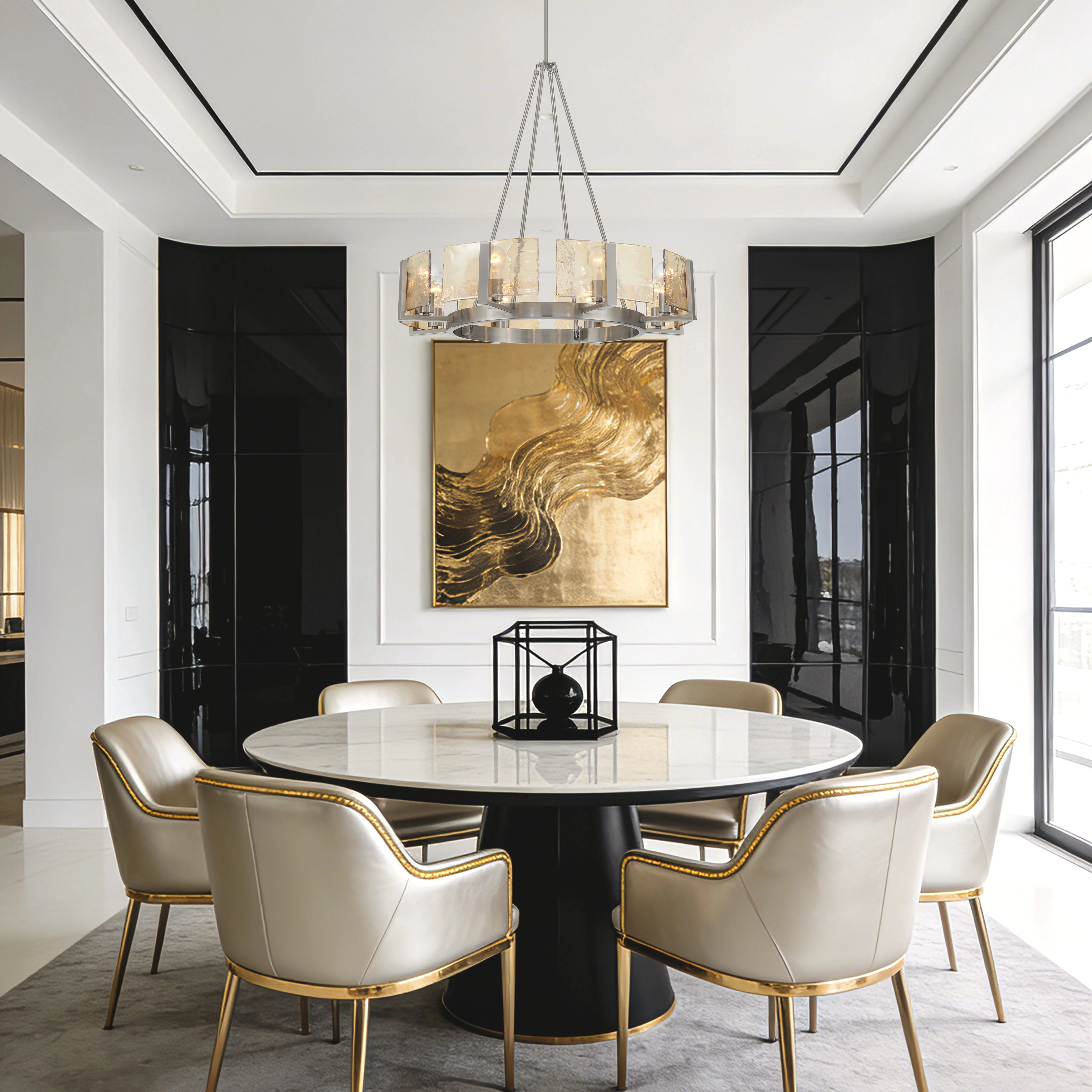Aenon 8-Light Chandelier in Pewter with Amber Water Glass - Image 6