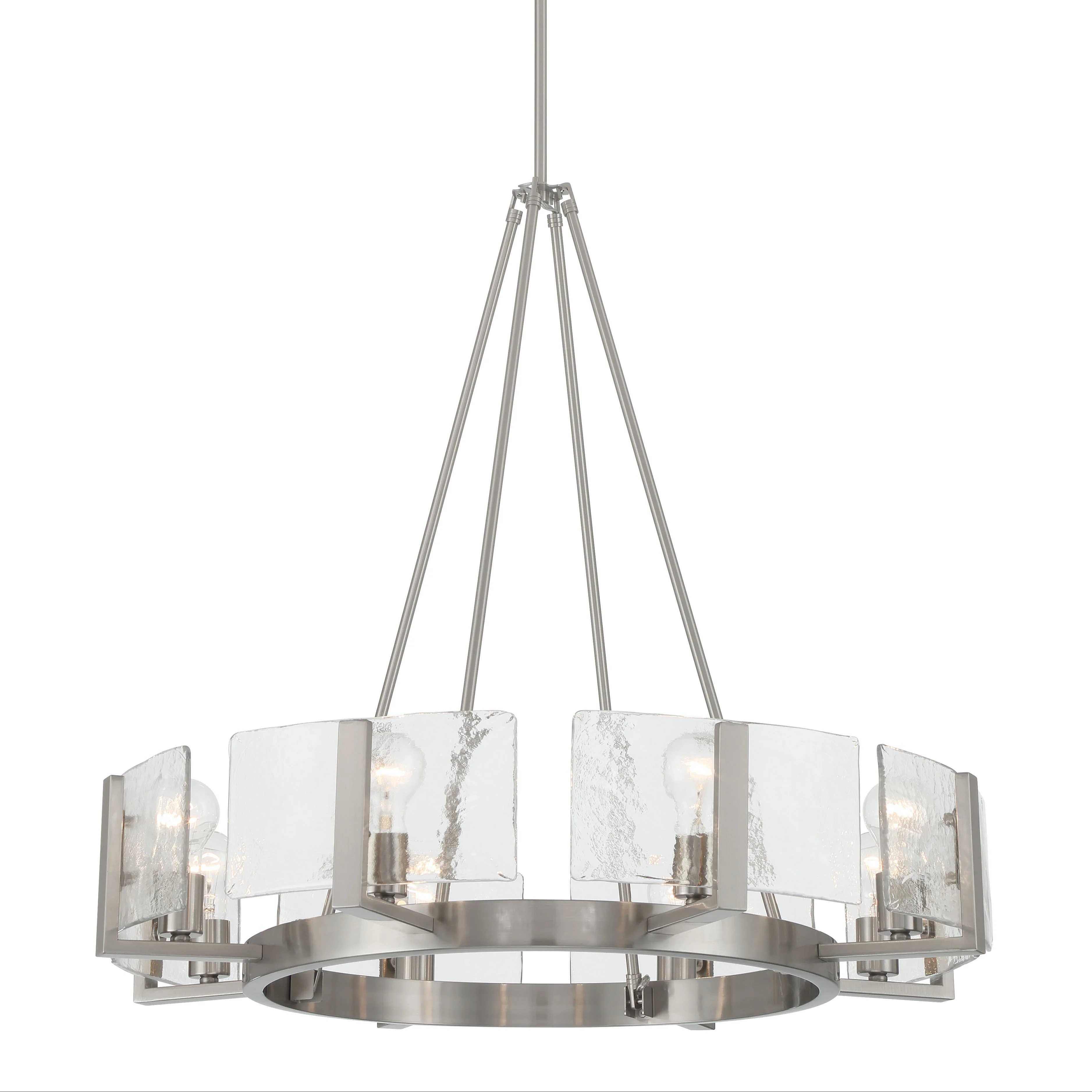 Aenon 8-Light Chandelier in Pewter with Hammered Water Glass