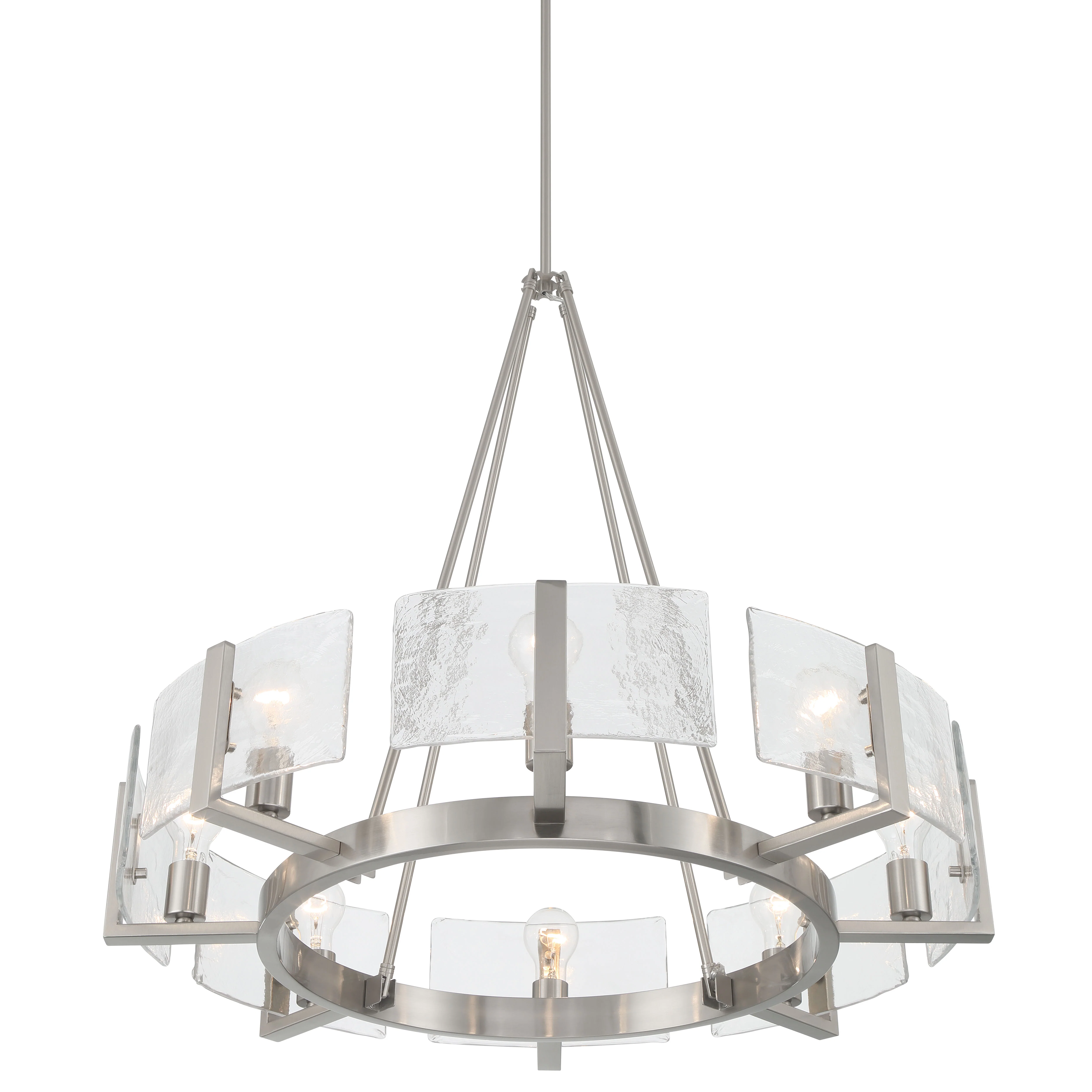 Aenon 8-Light Chandelier in Pewter with Hammered Water Glass - Image 4