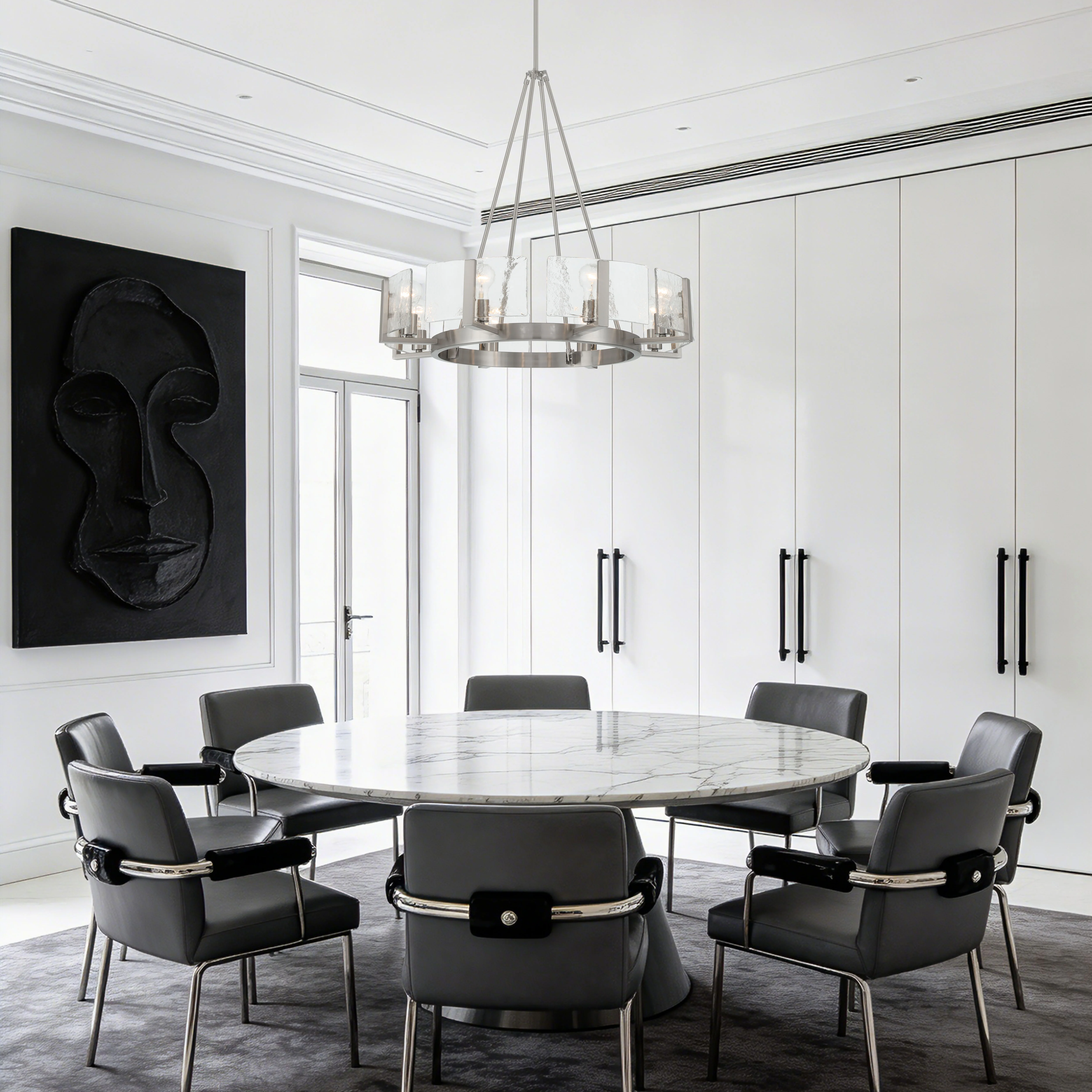 Aenon 8-Light Chandelier in Pewter with Hammered Water Glass - Image 8
