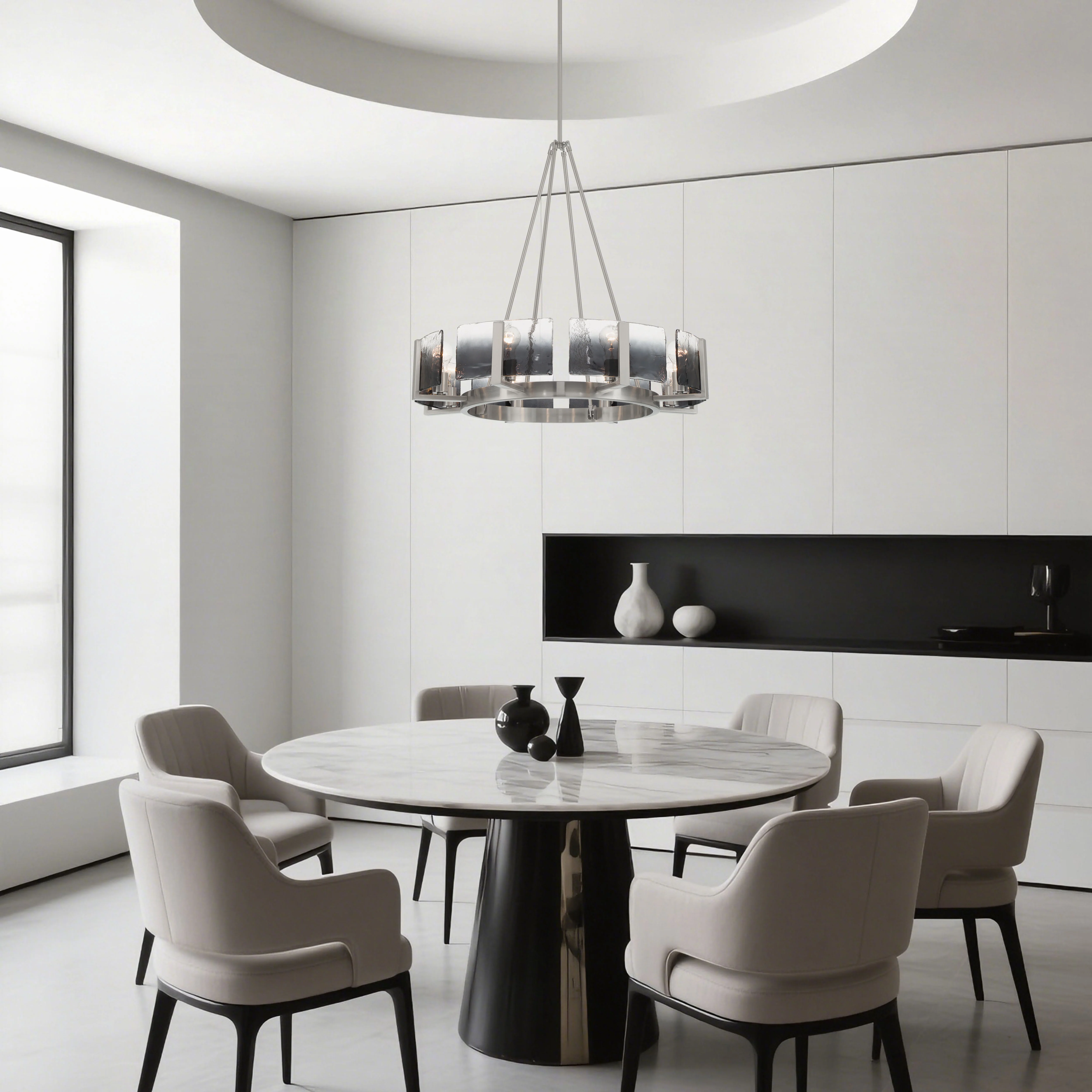Aenon 8-Light Chandelier in Pewter with Smokey Water Glass - Image 6