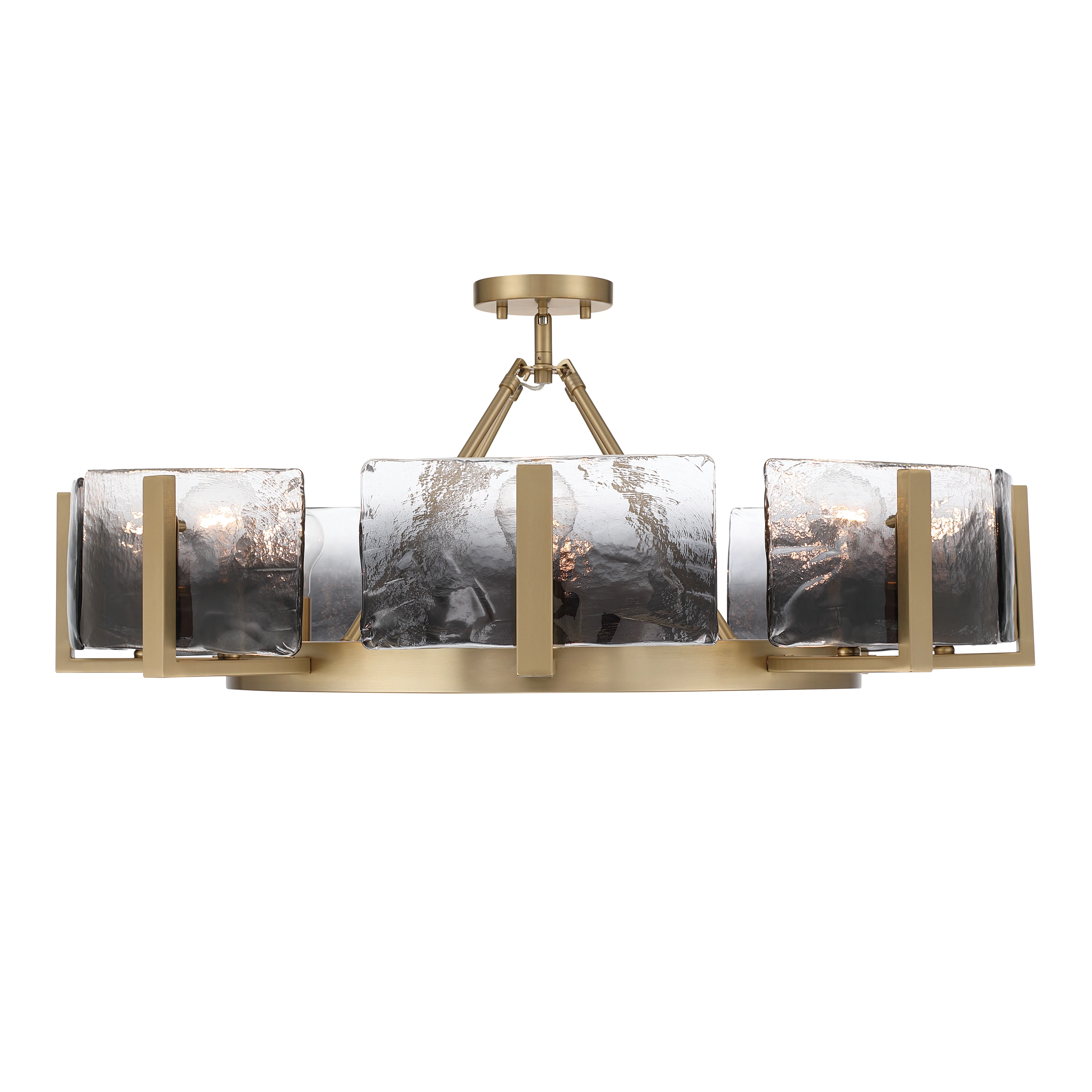 Aenon 8-Light Semi-Flush Mount in Brushed Champagne Brass with Smokey Water Glass - Image 3