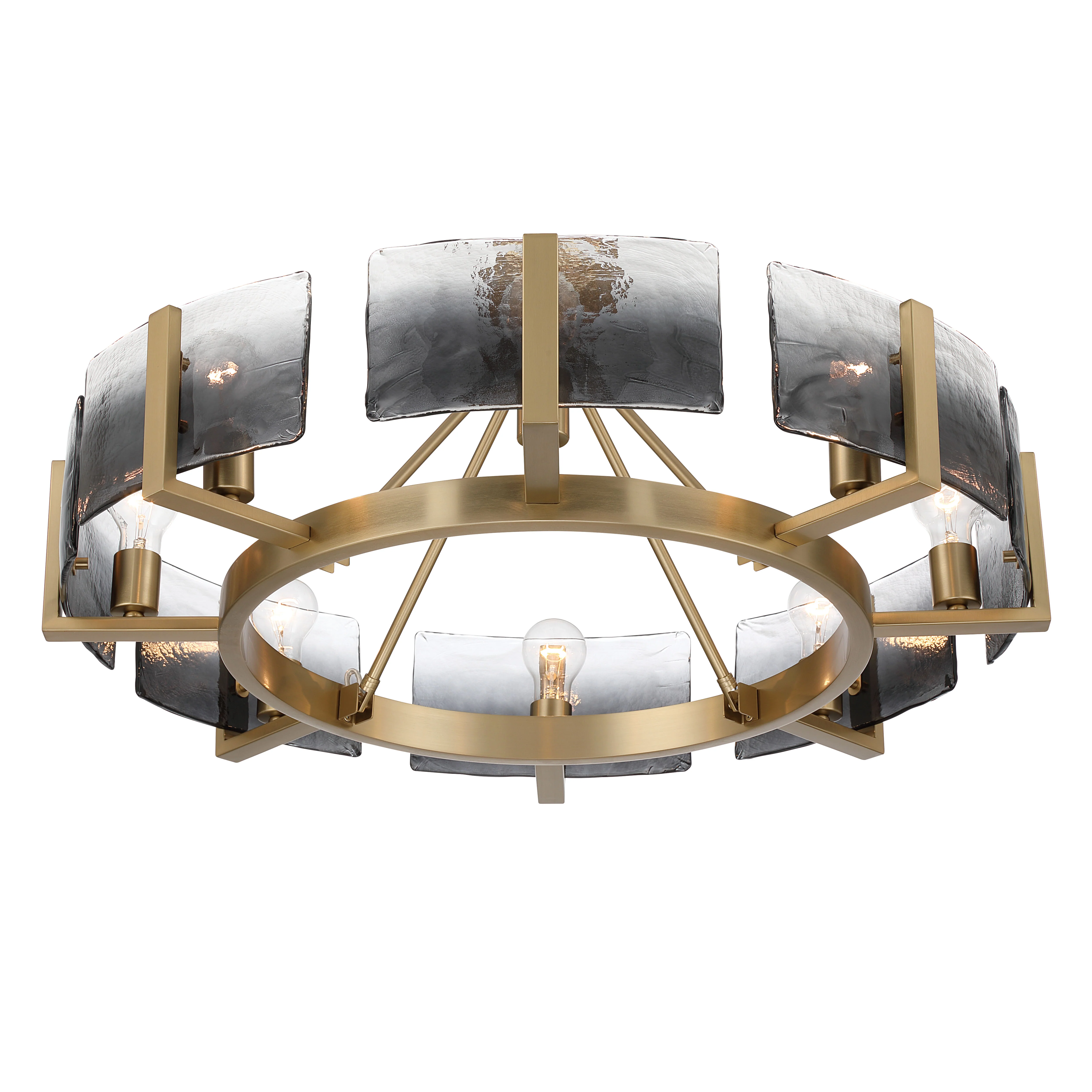 Aenon 8-Light Semi-Flush Mount in Brushed Champagne Brass with Smokey Water Glass - Image 4