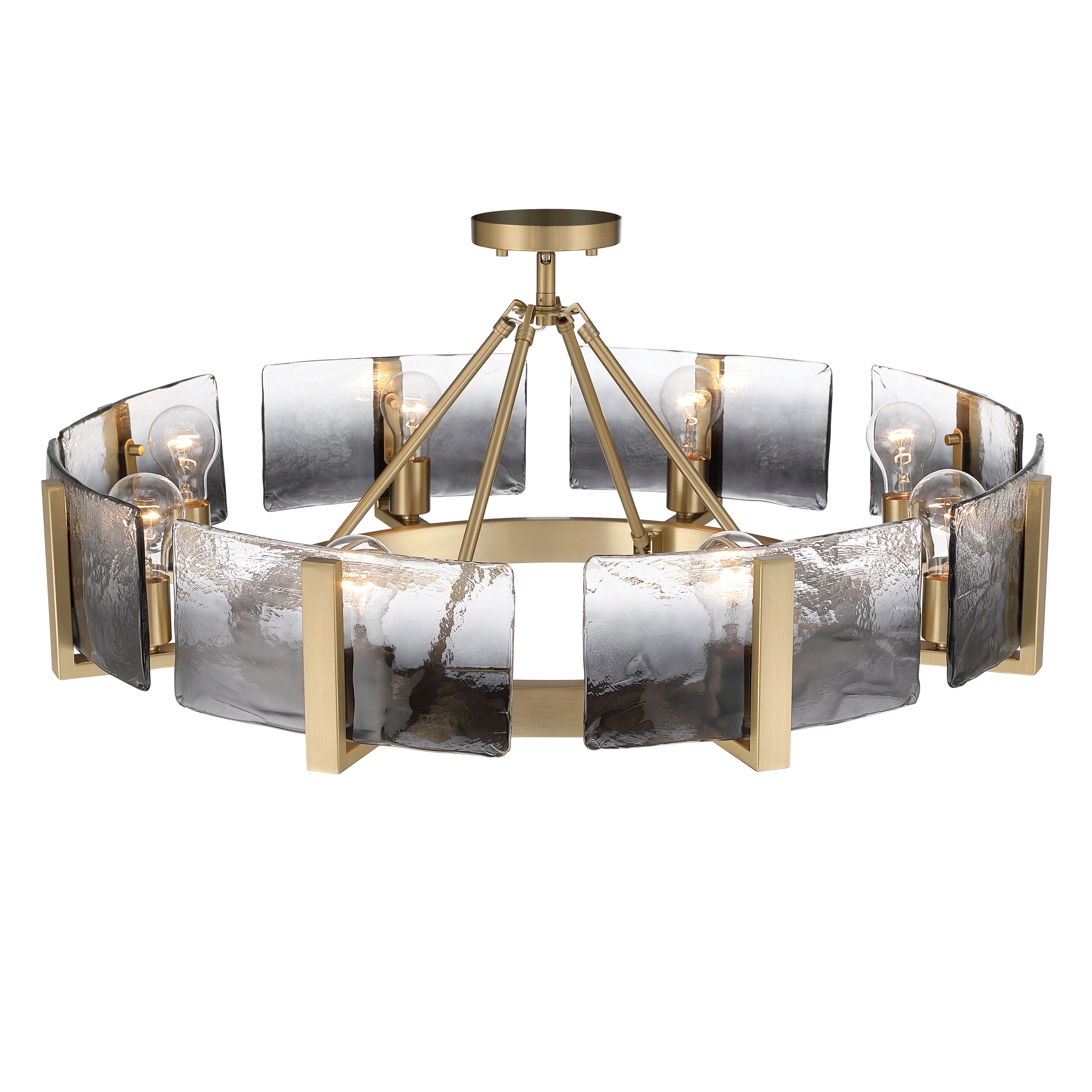 Aenon 8-Light Semi-Flush Mount in Brushed Champagne Brass with Smokey Water Glass - Image 5