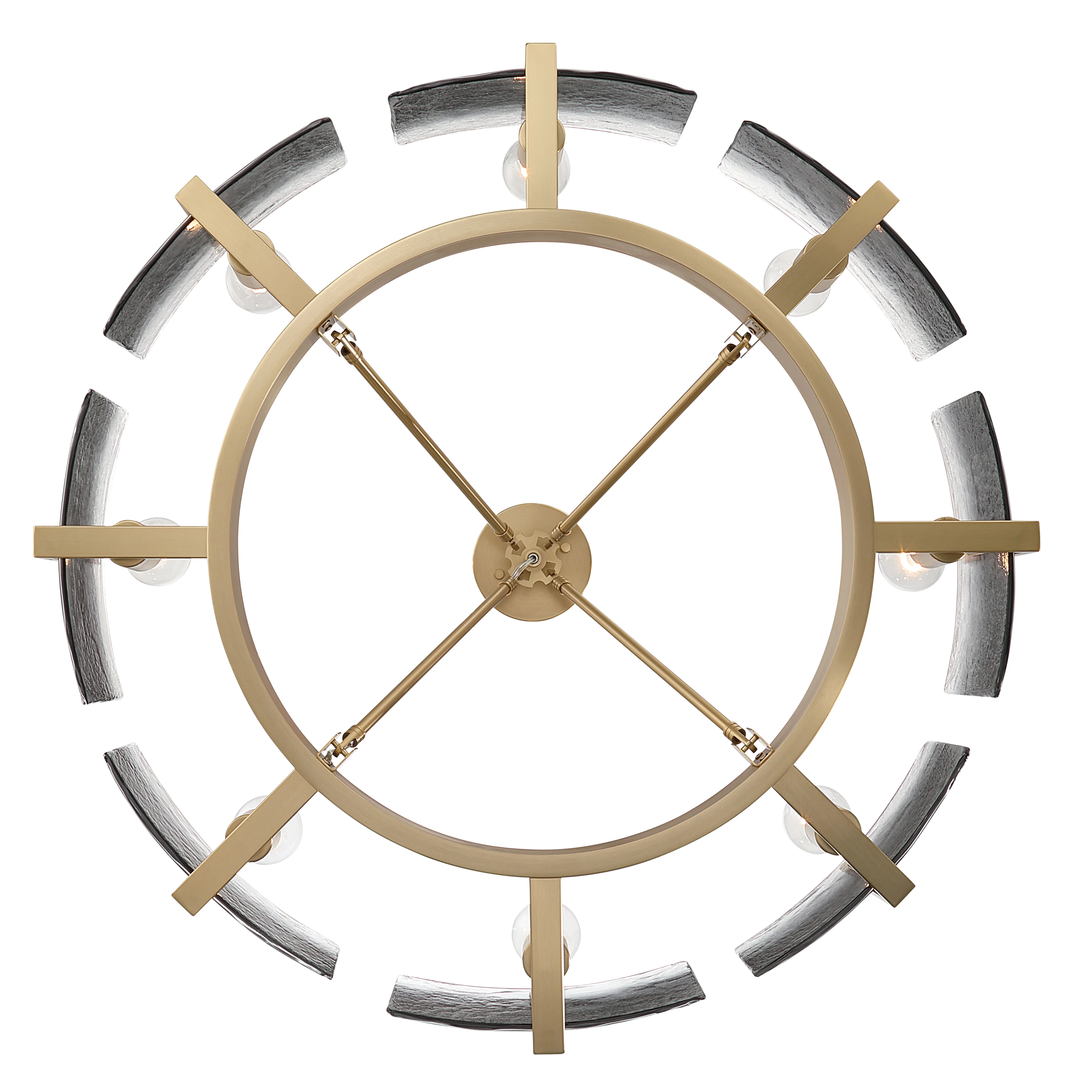 Aenon 8-Light Semi-Flush Mount in Brushed Champagne Brass with Smokey Water Glass - Image 6