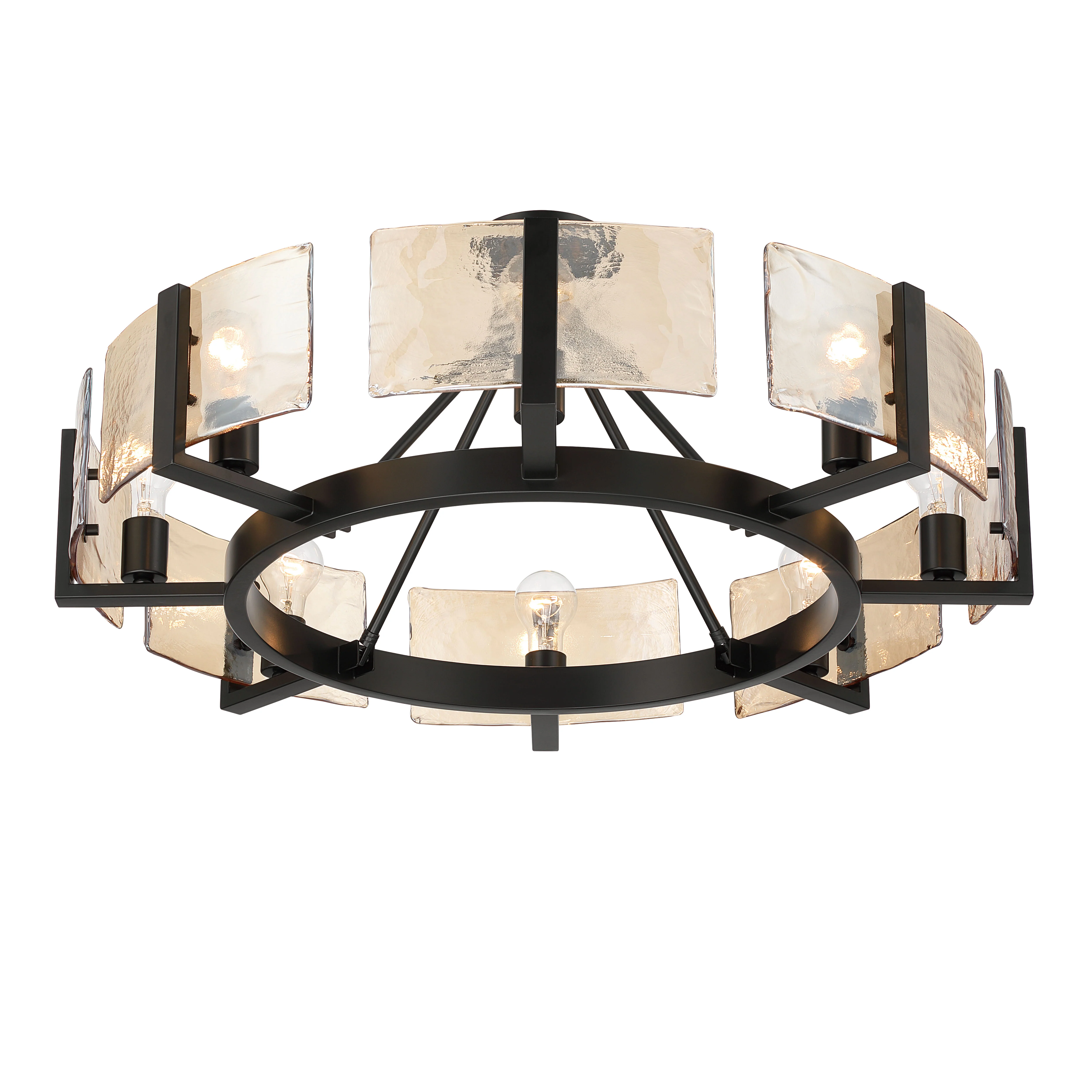 Aenon 8-Light Semi-Flush Mount in Matte Black with Amber Water Glass - Image 4