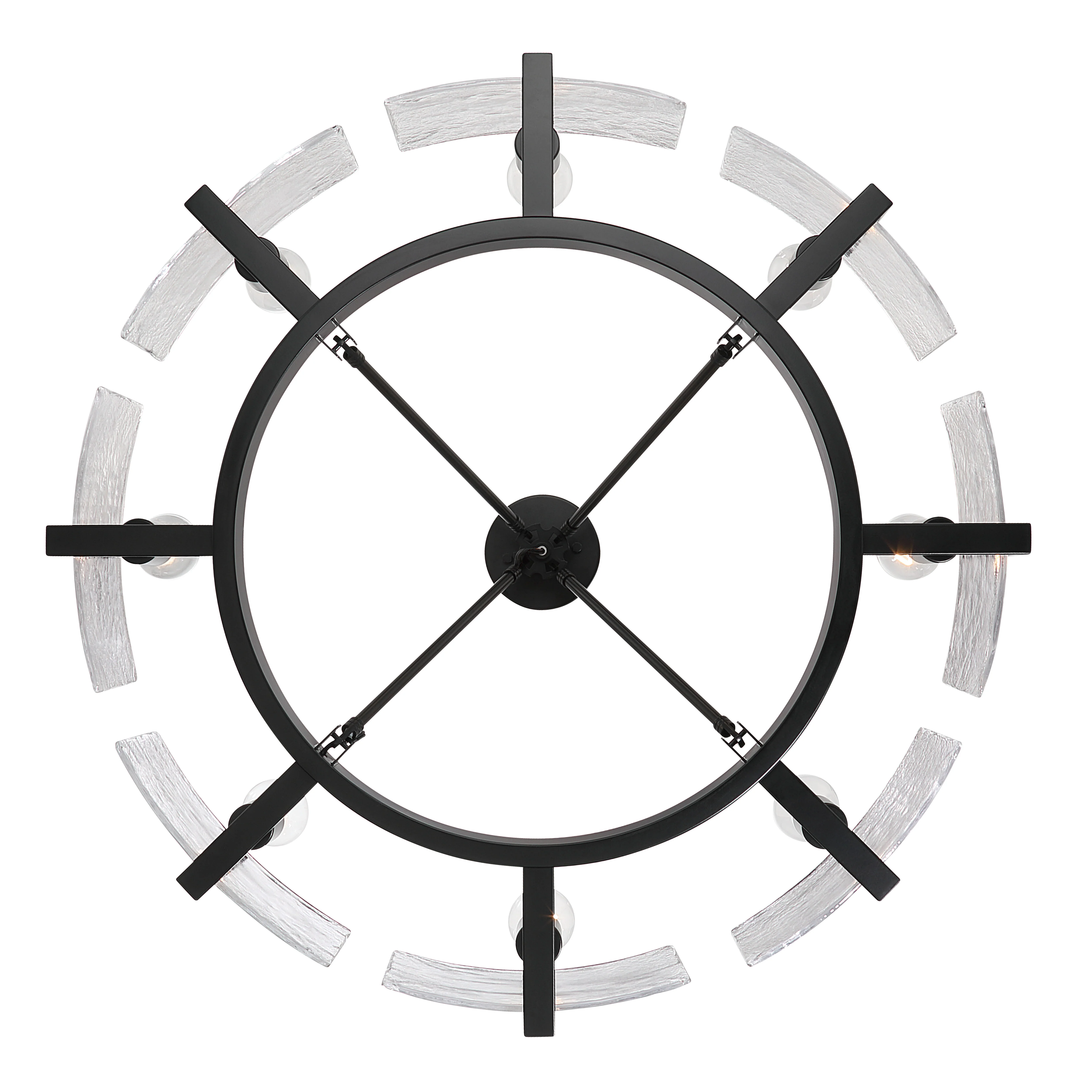 Aenon 8-Light Semi-Flush Mount in Matte Black with Hammered Water Glass - Image 6