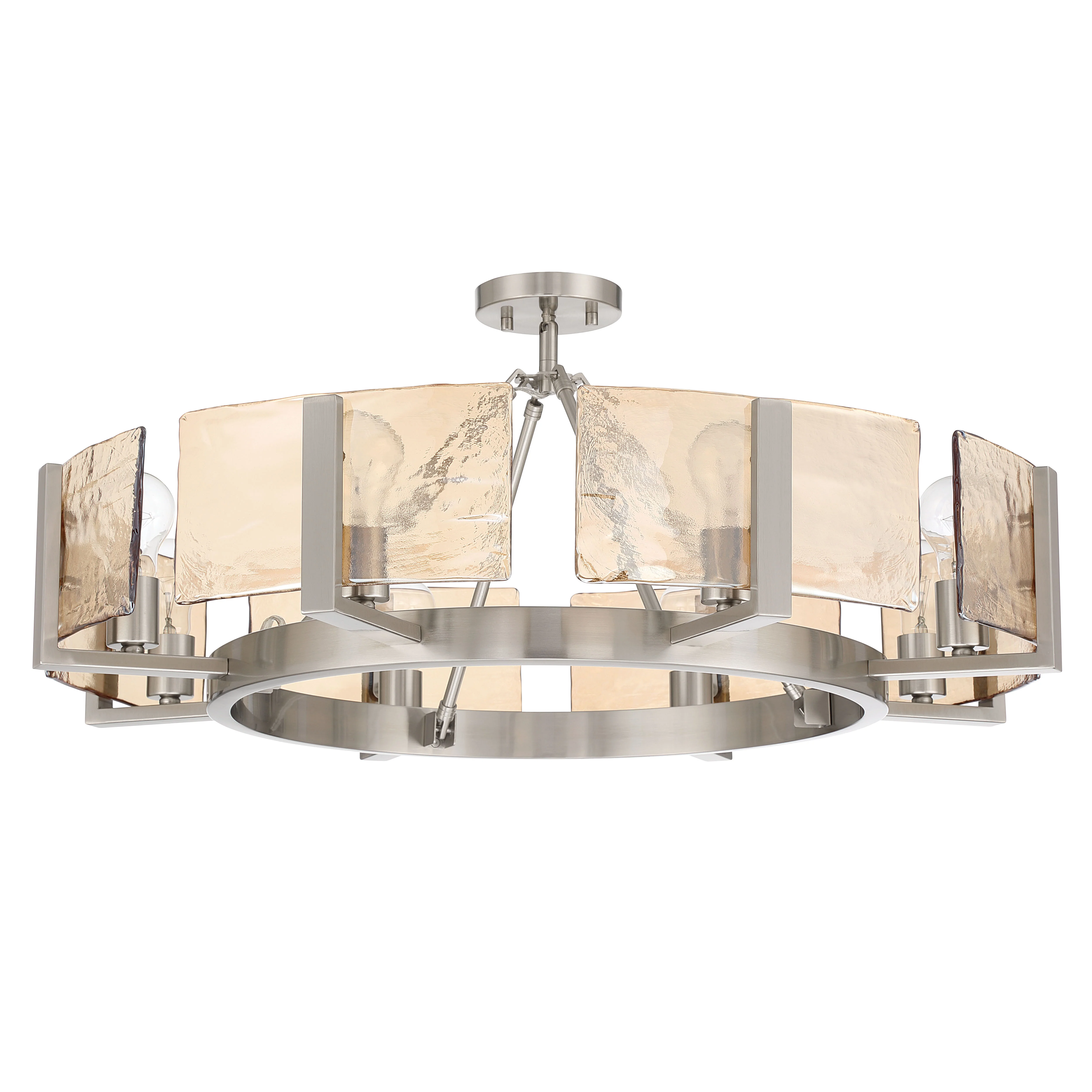 Aenon 8-Light Semi-Flush Mount in Pewter with Amber Water Glass - Image 2