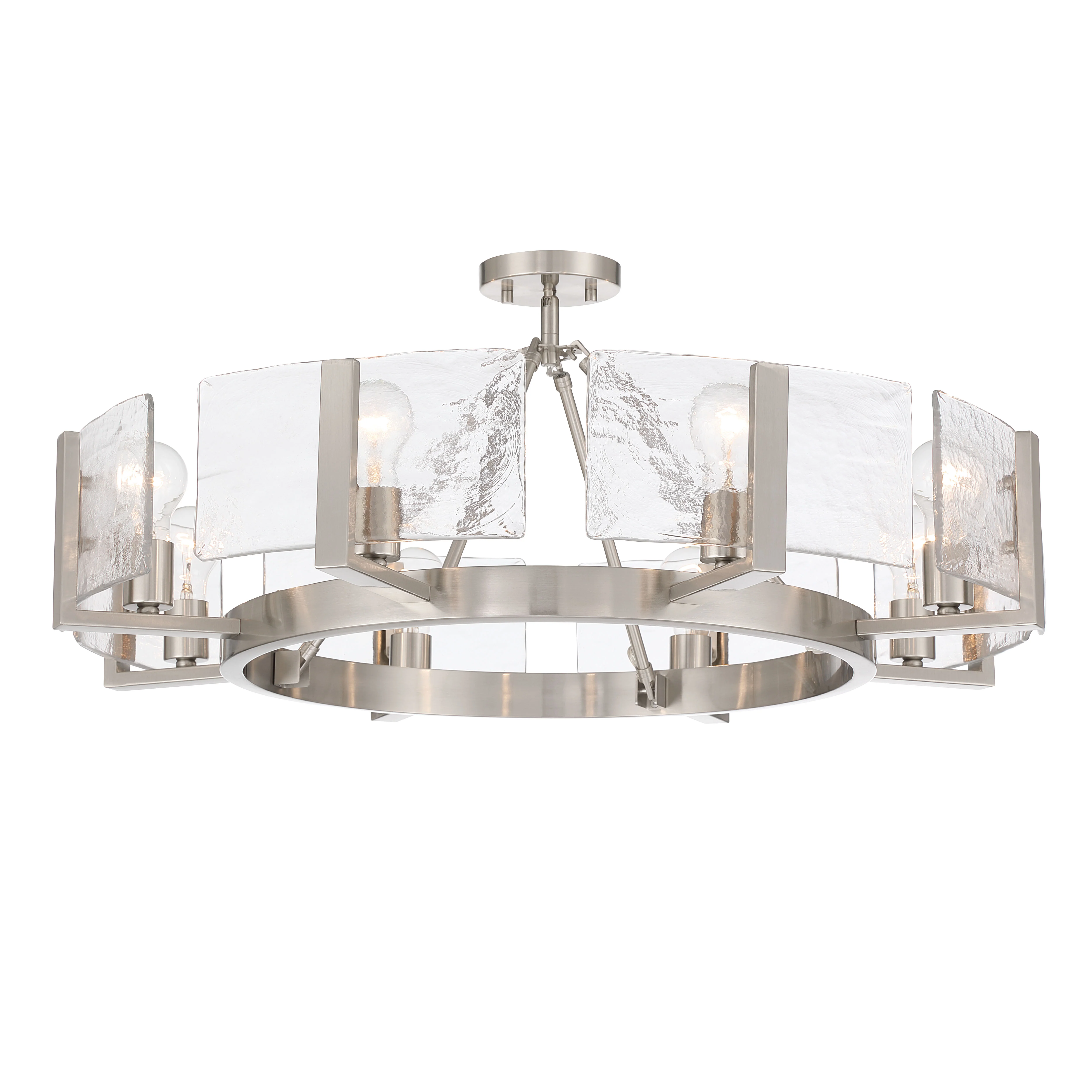 Aenon 8-Light Semi-Flush Mount in Pewter with Hammered Water Glass