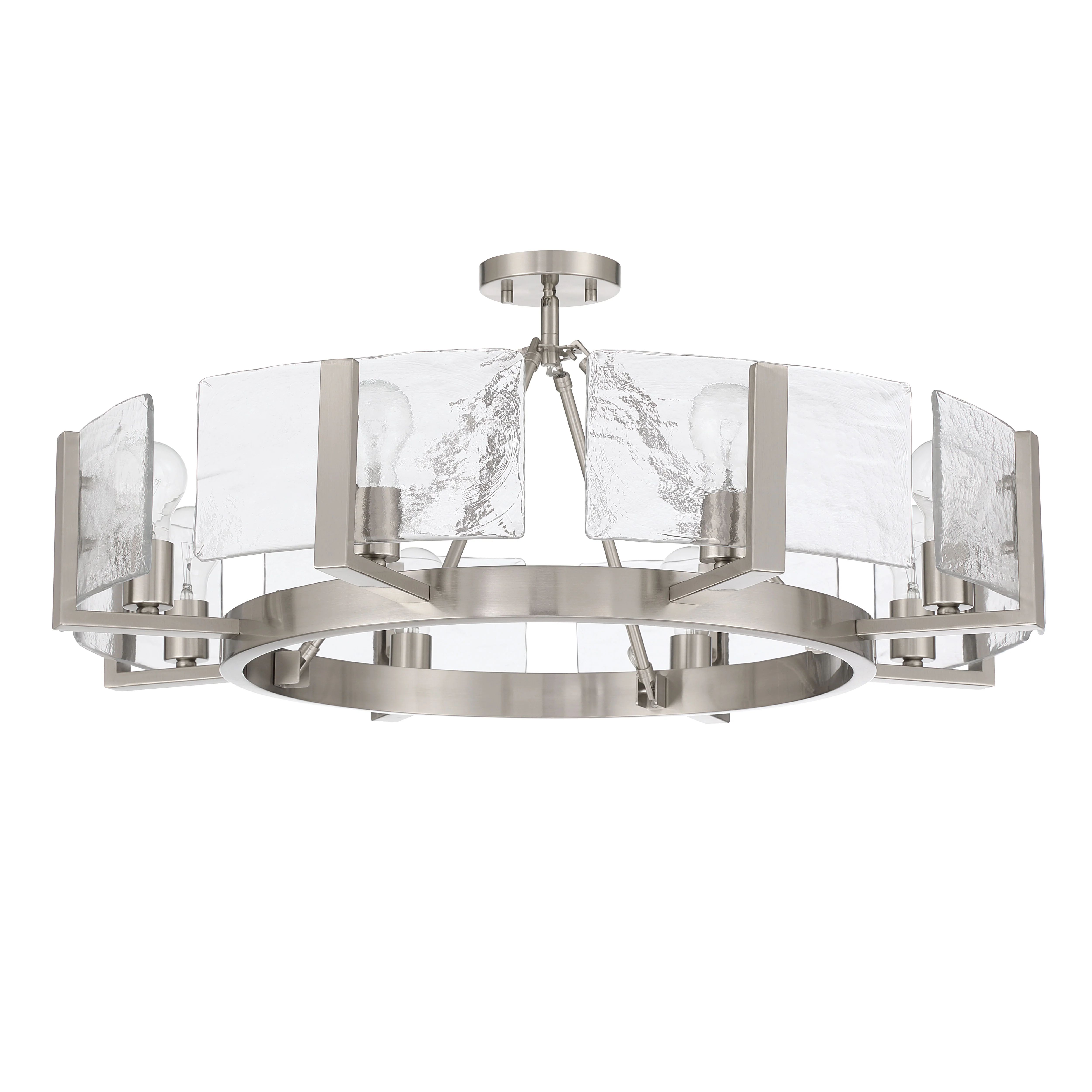 Aenon 8-Light Semi-Flush Mount in Pewter with Hammered Water Glass - Image 2