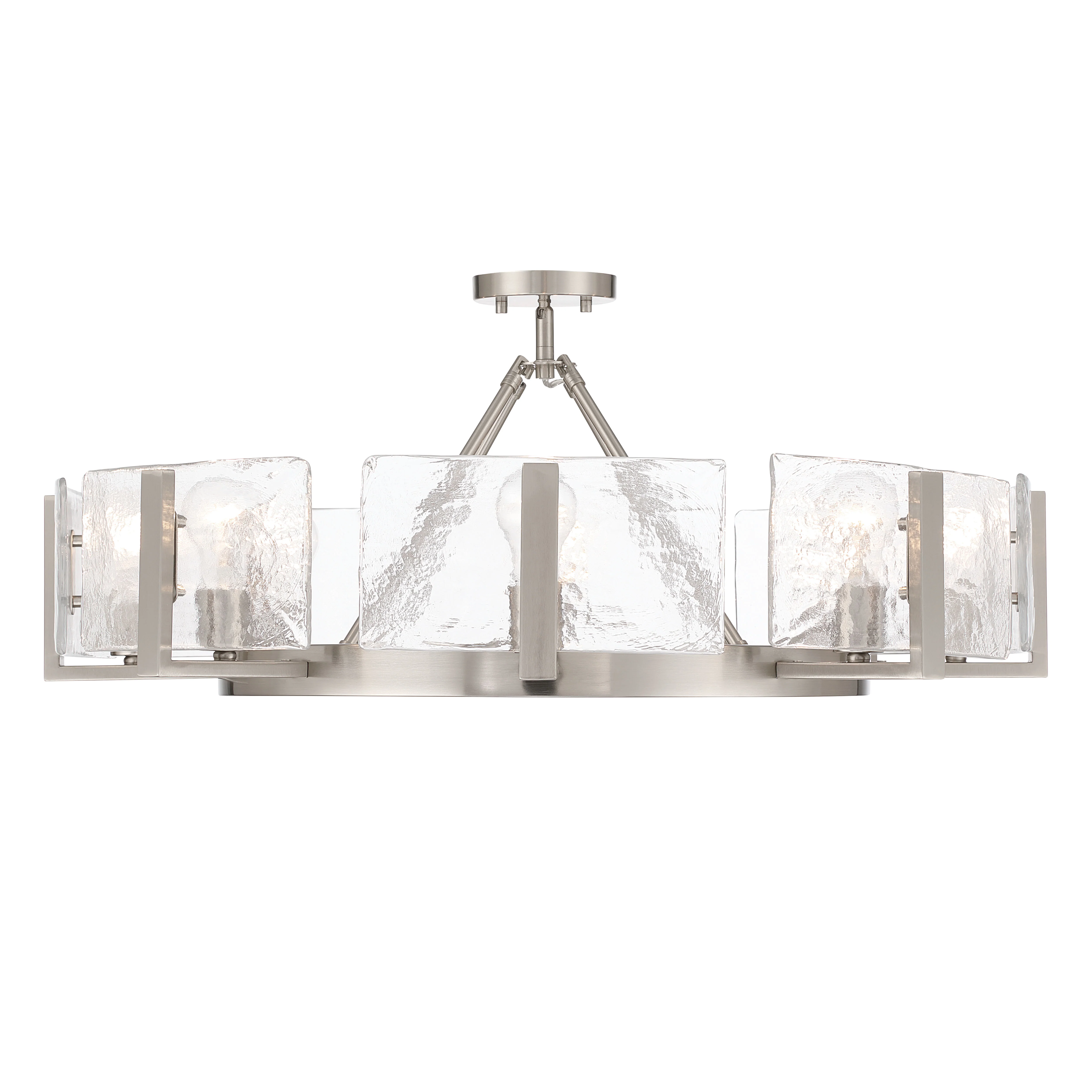 Aenon 8-Light Semi-Flush Mount in Pewter with Hammered Water Glass - Image 3