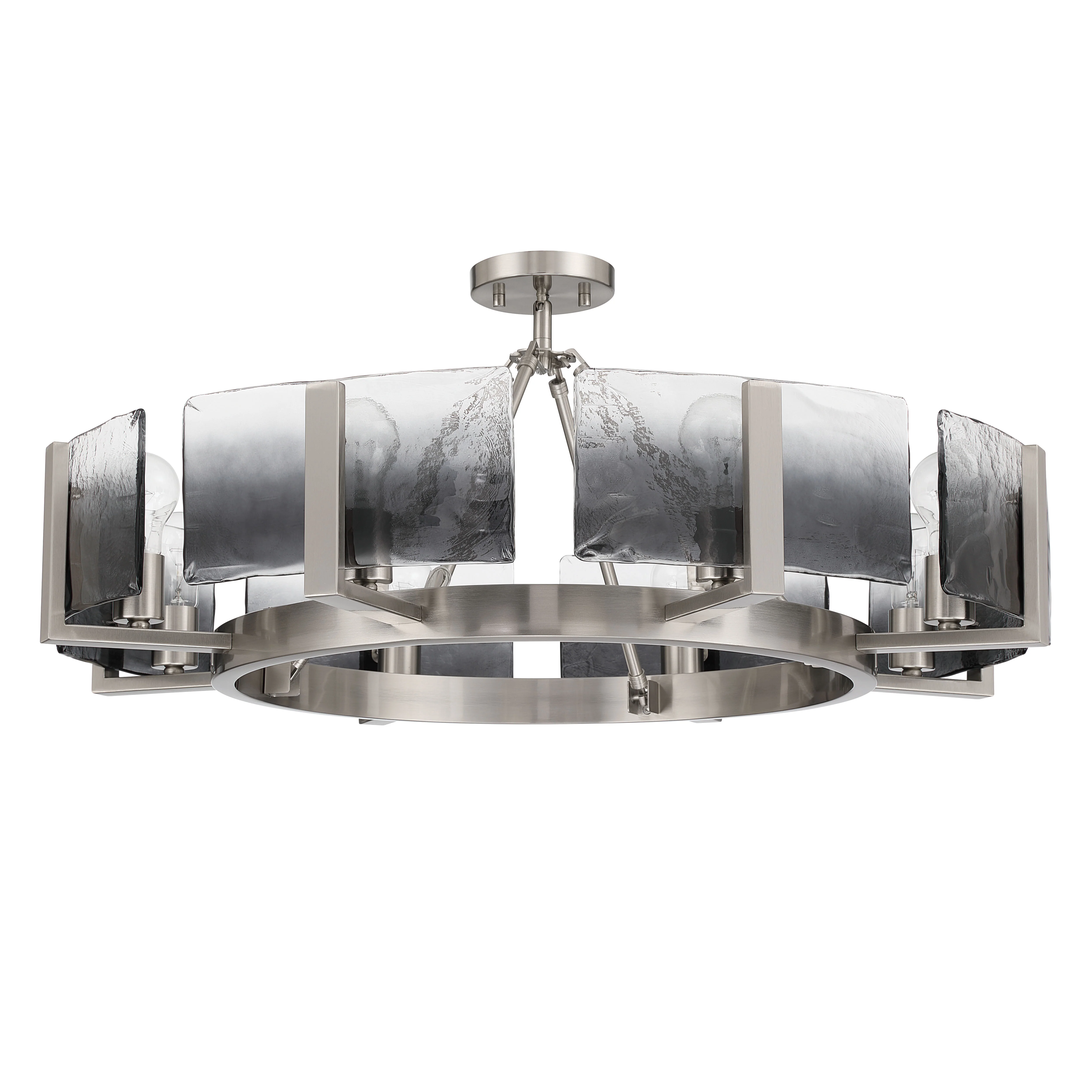 Aenon 8-Light Semi-Flush Mount in Pewter with Smokey Water Glass - Image 2