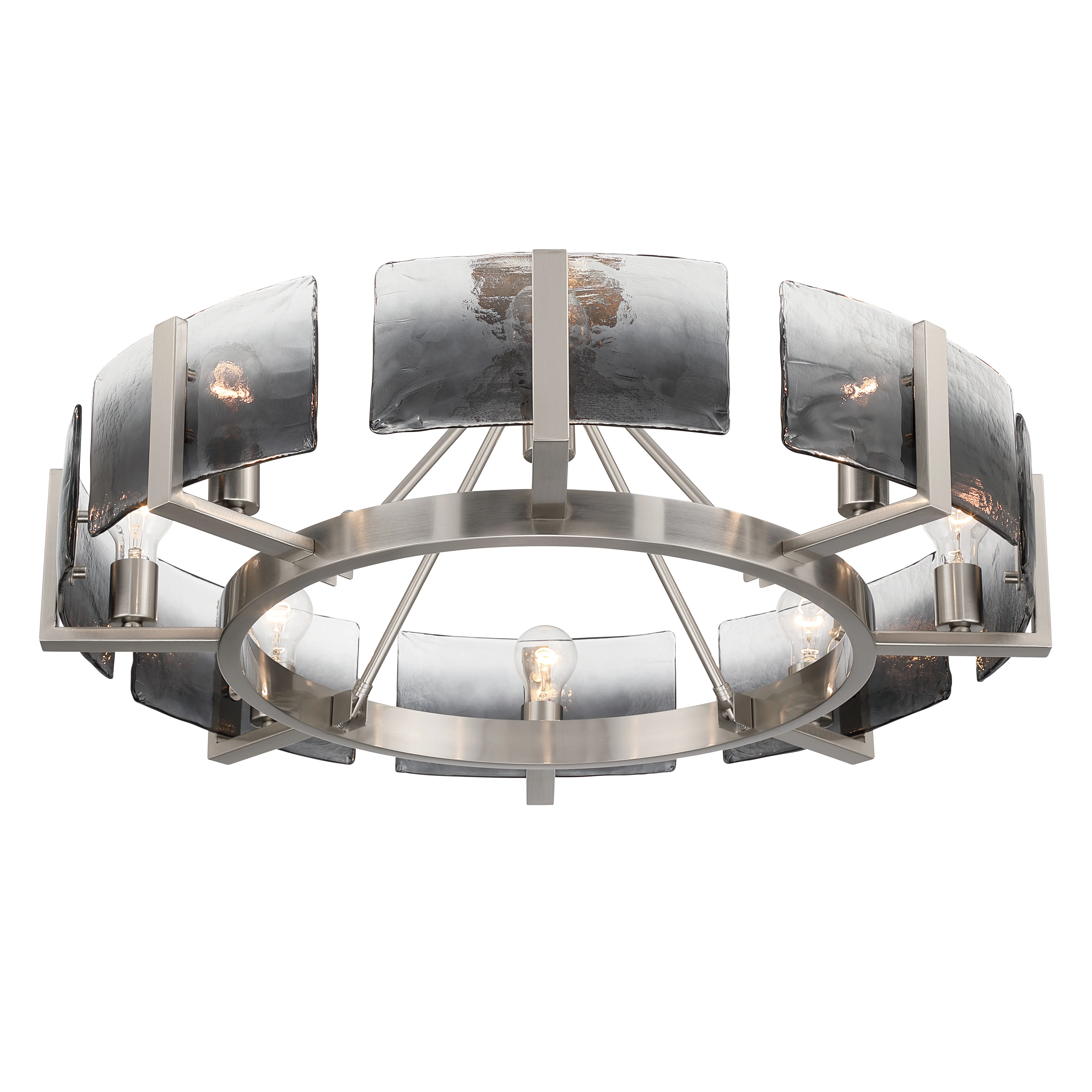 Aenon 8-Light Semi-Flush Mount in Pewter with Smokey Water Glass - Image 4
