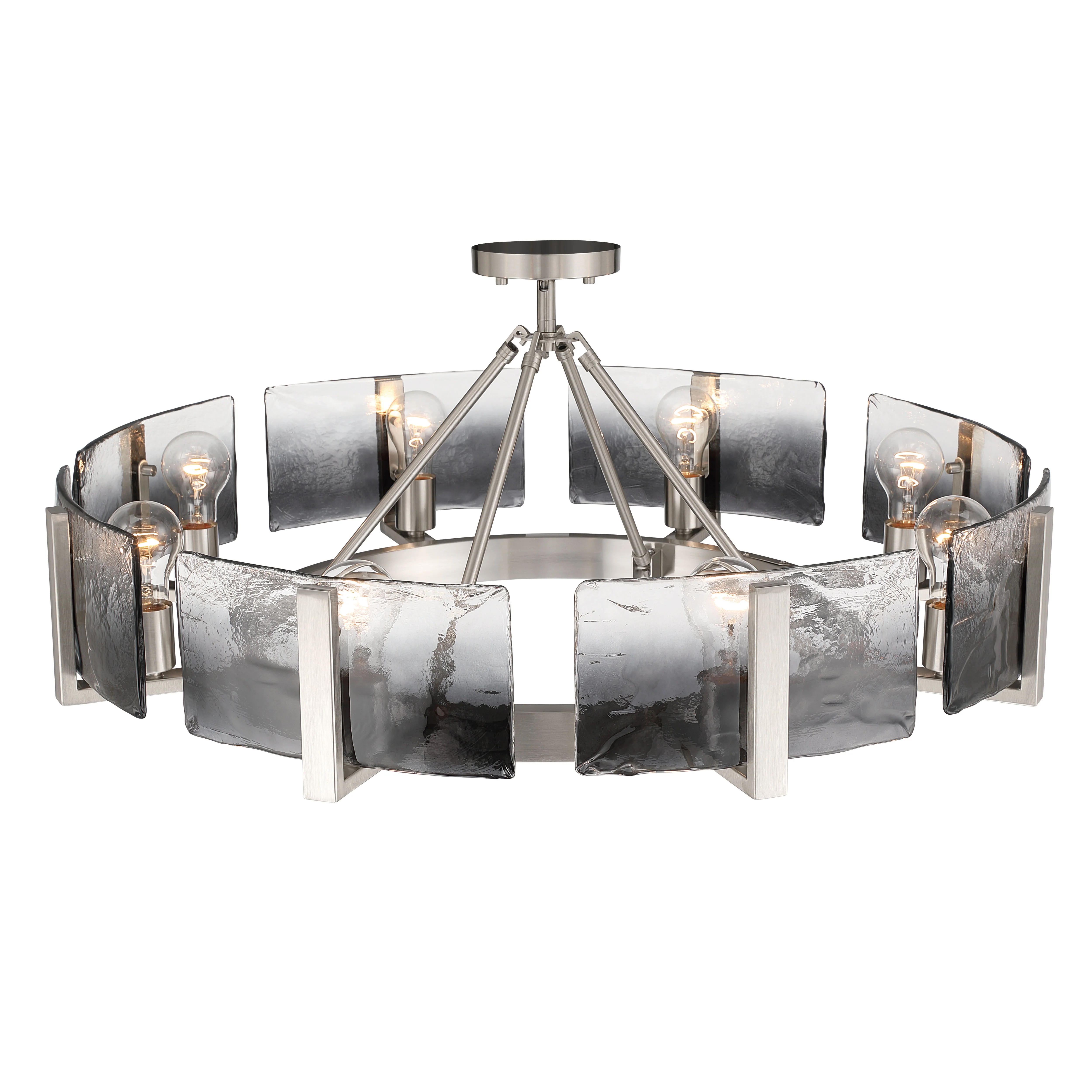 Aenon 8-Light Semi-Flush Mount in Pewter with Smokey Water Glass - Image 5