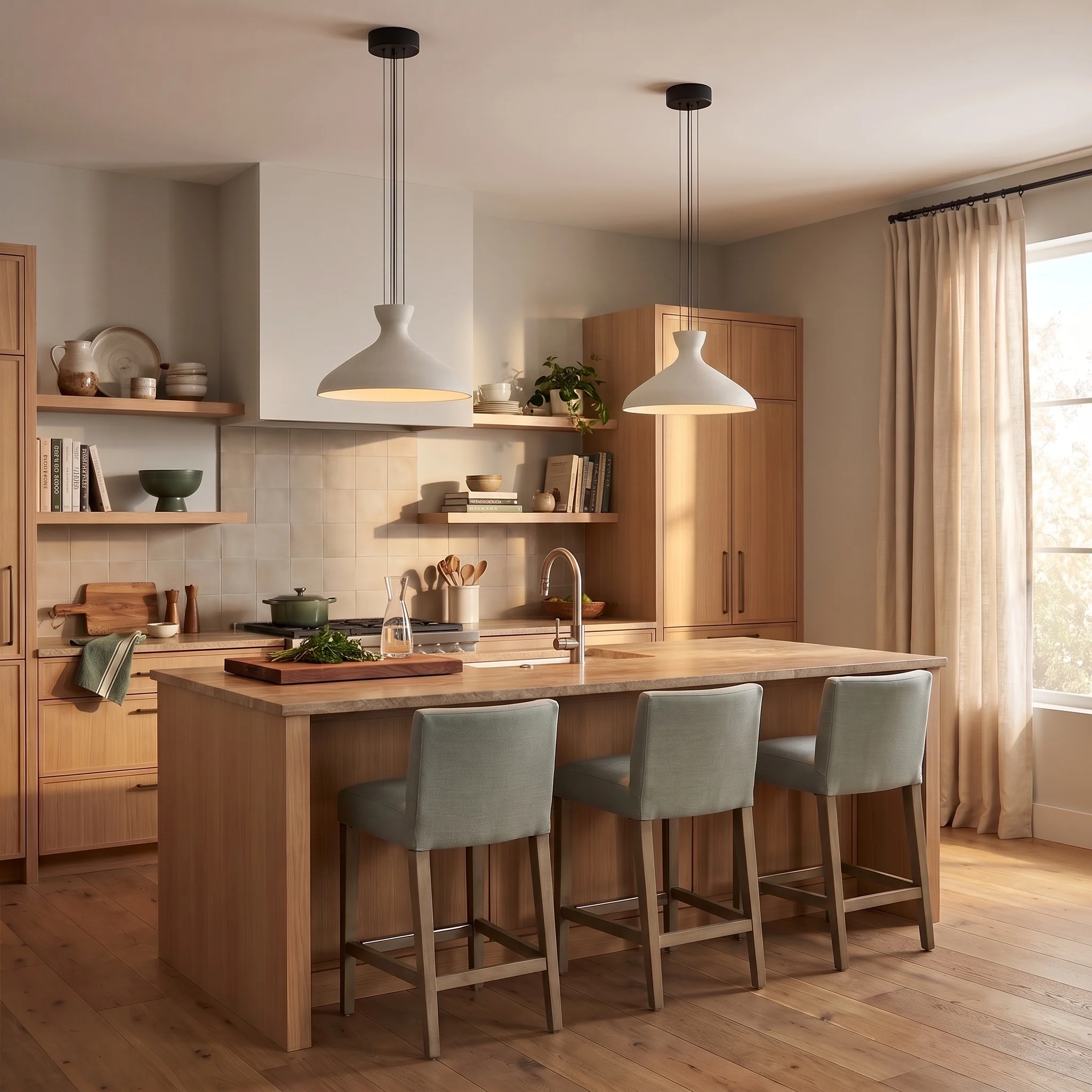 Aethera 22in Integrated LED Pendant in White Sandstone Cement - Image 10